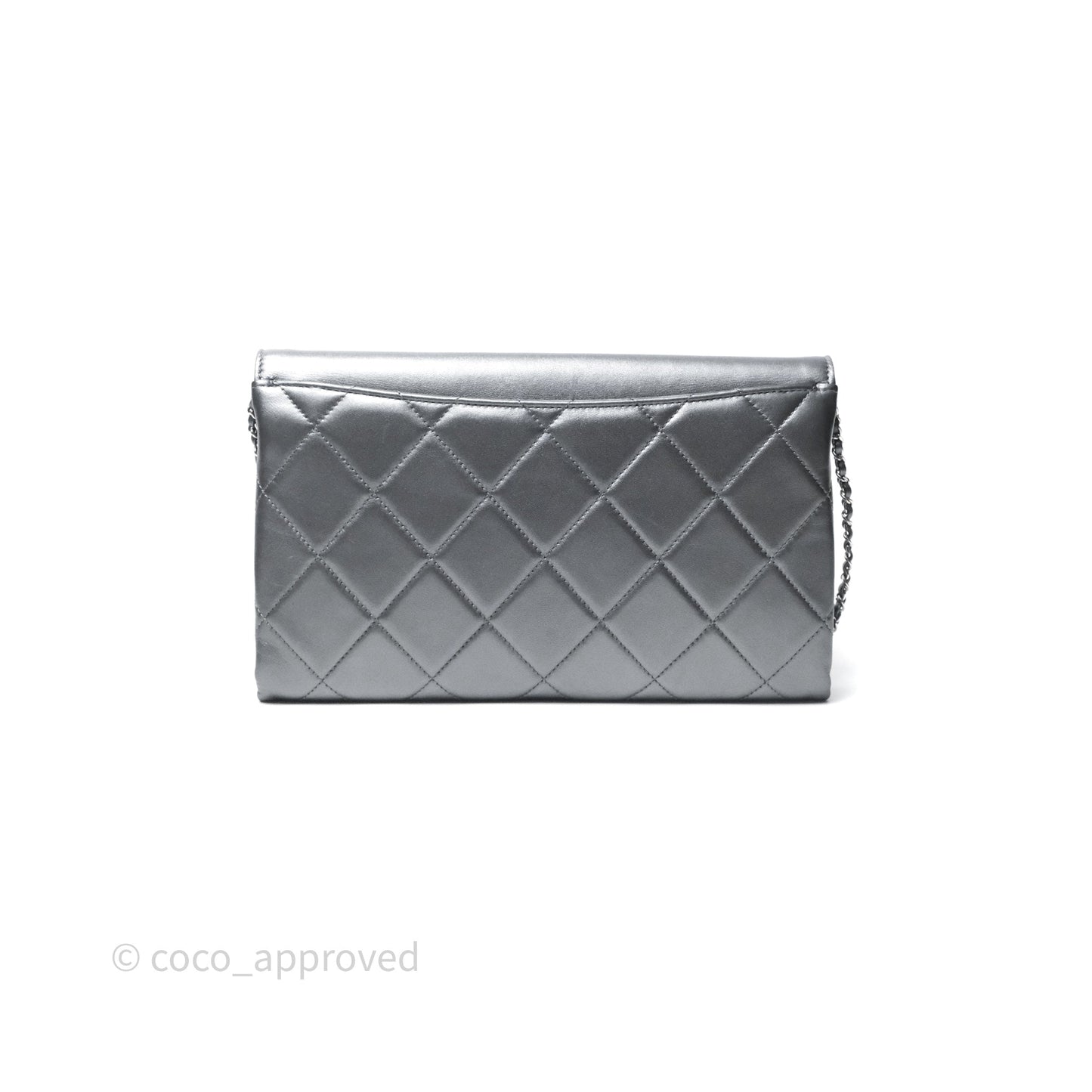Chanel Clutch with Chain Metallic Dark Grey Silver Hardware
