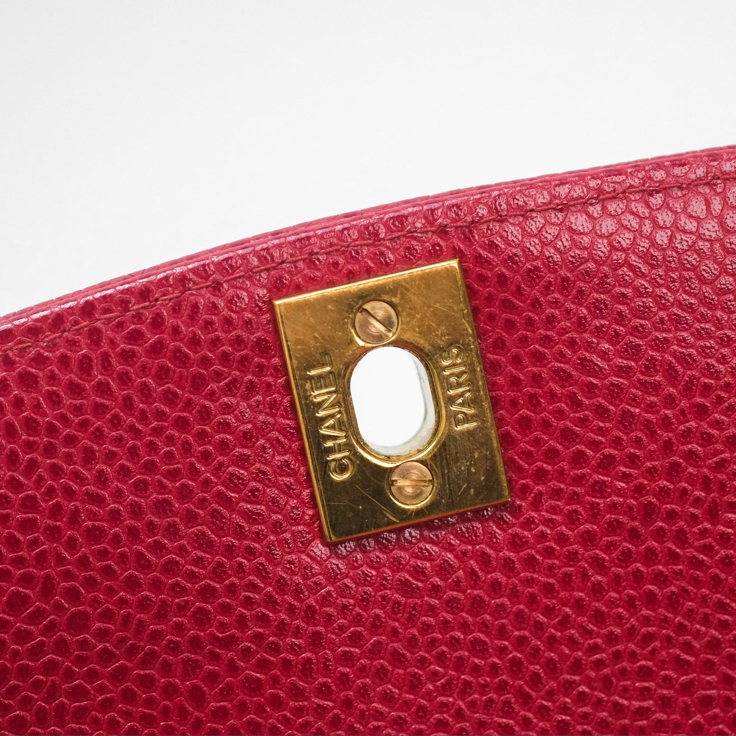 Chanel Medium Vintage Quilted Classic Diana Flap Bag Red Caviar 24K Gold Hardware