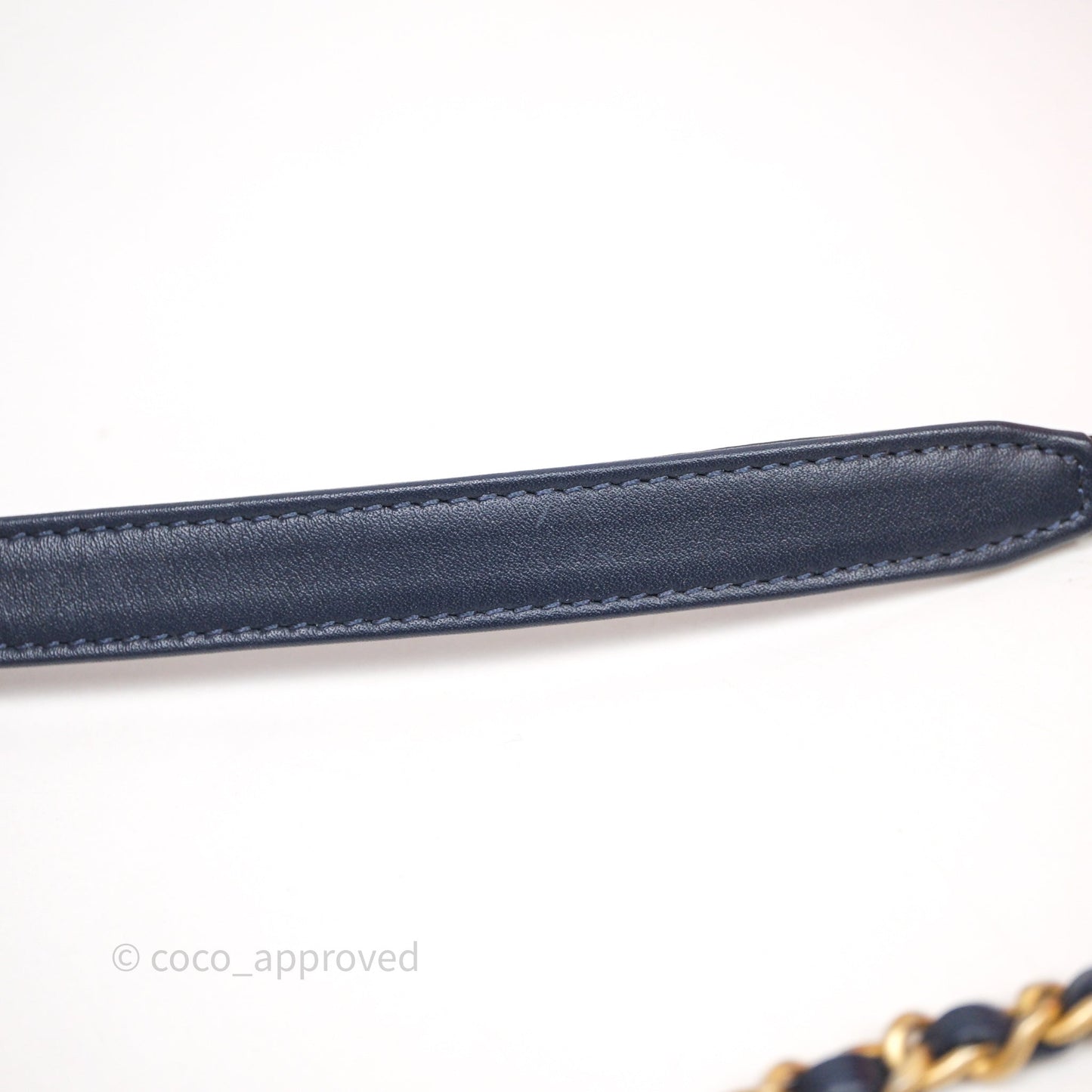 Chanel Quilted Small CC Filigree Vanity Case Navy Caviar Gold Hardware