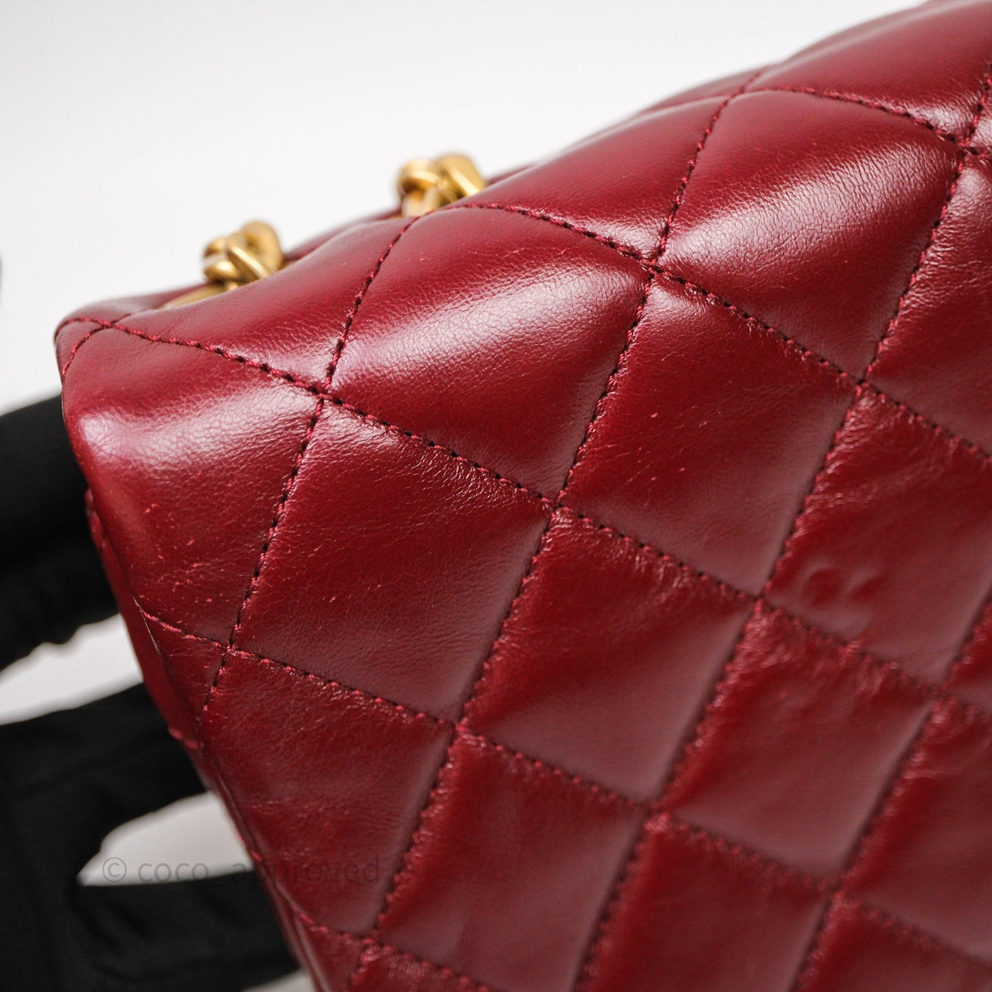 Chanel Small All Slide Adjustable Chain Flap Bag Burgundy Lambskin Aged Gold Hardware