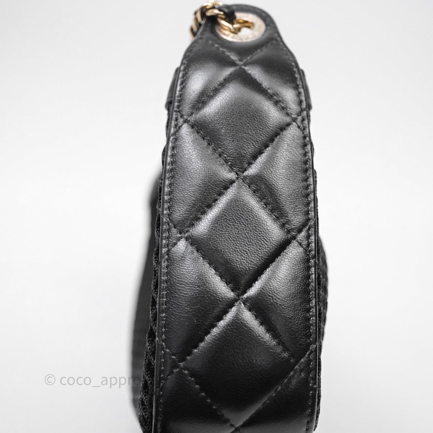Chanel Mesh Clutch With Chain Black Shiny Lambskin Gold Hardware