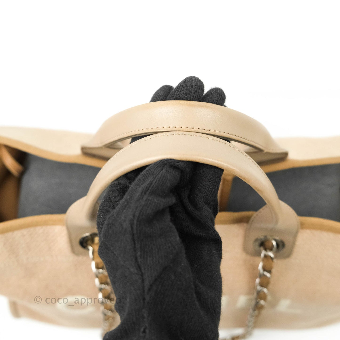 Chanel Large Deauville Beige Canvas Silver Hardware