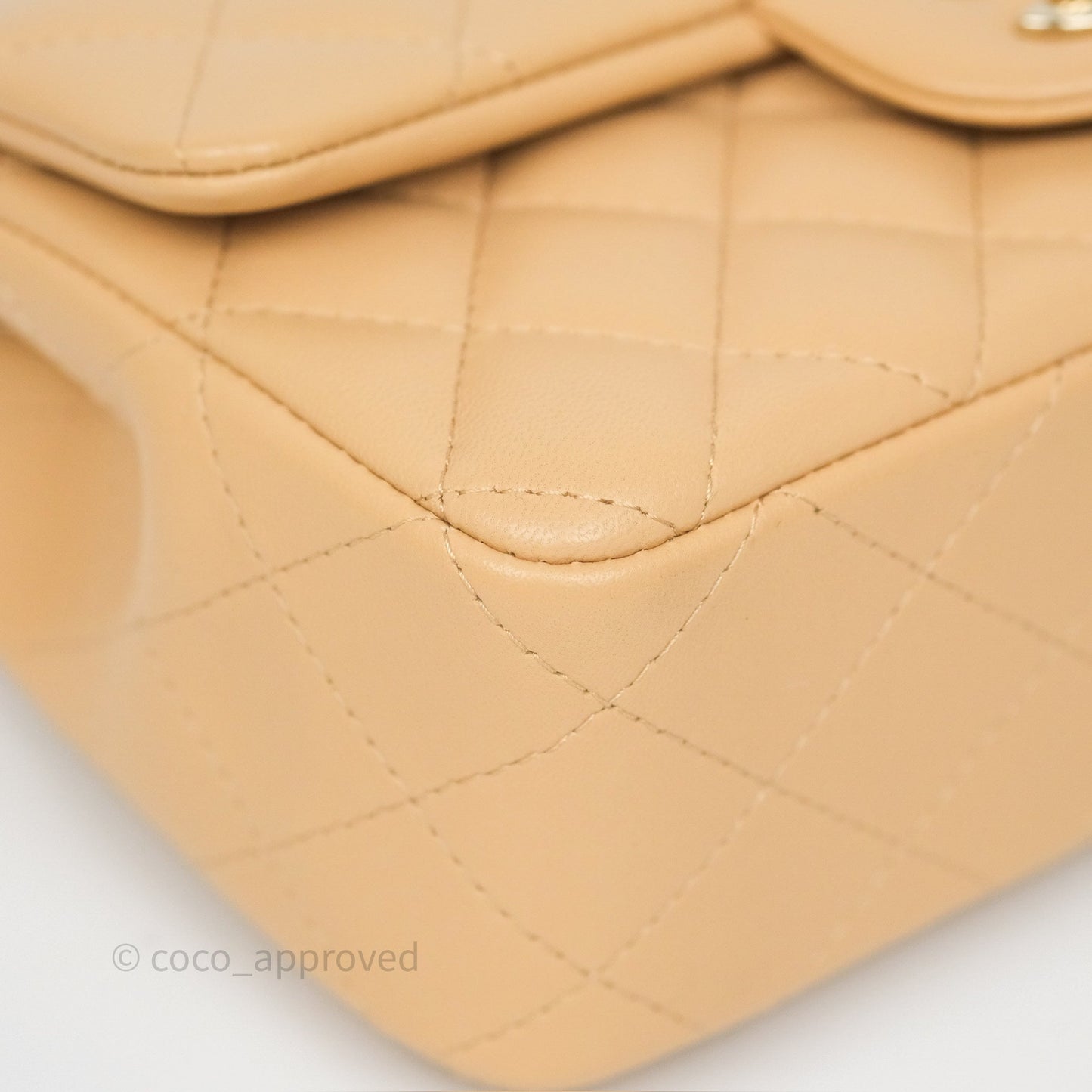 Chanel Mini Rectangular Quilted Beige Lambskin Gold Hardware