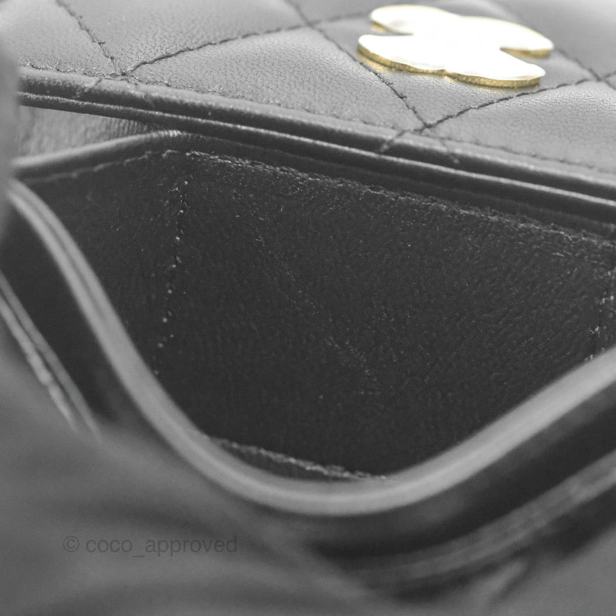 Chanel Flap Card Holder with Cuff Black Lambskin Gold Hardware