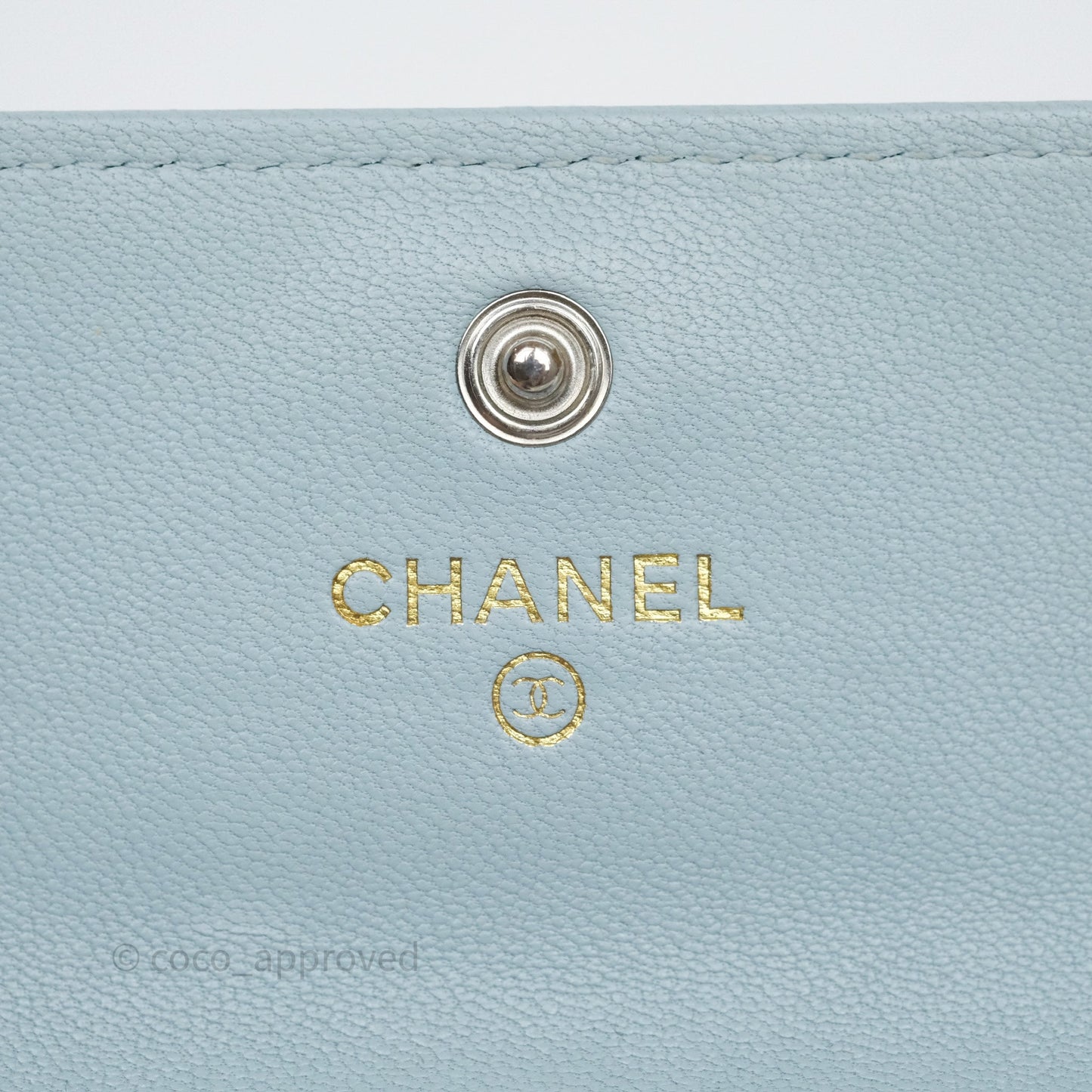 Chanel 19 Flap Card Holder Light Blue Lambskin