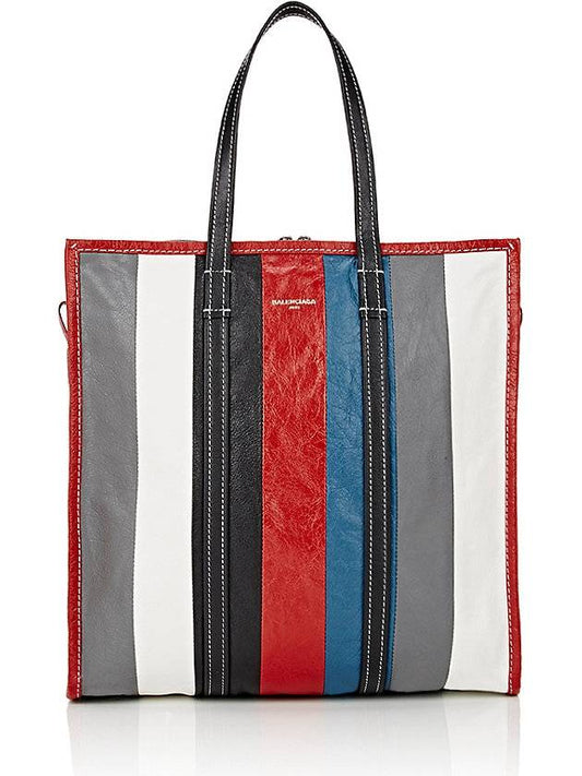 Luxury Balenciaga Bazar Striped Shopper Medium Tote Bag