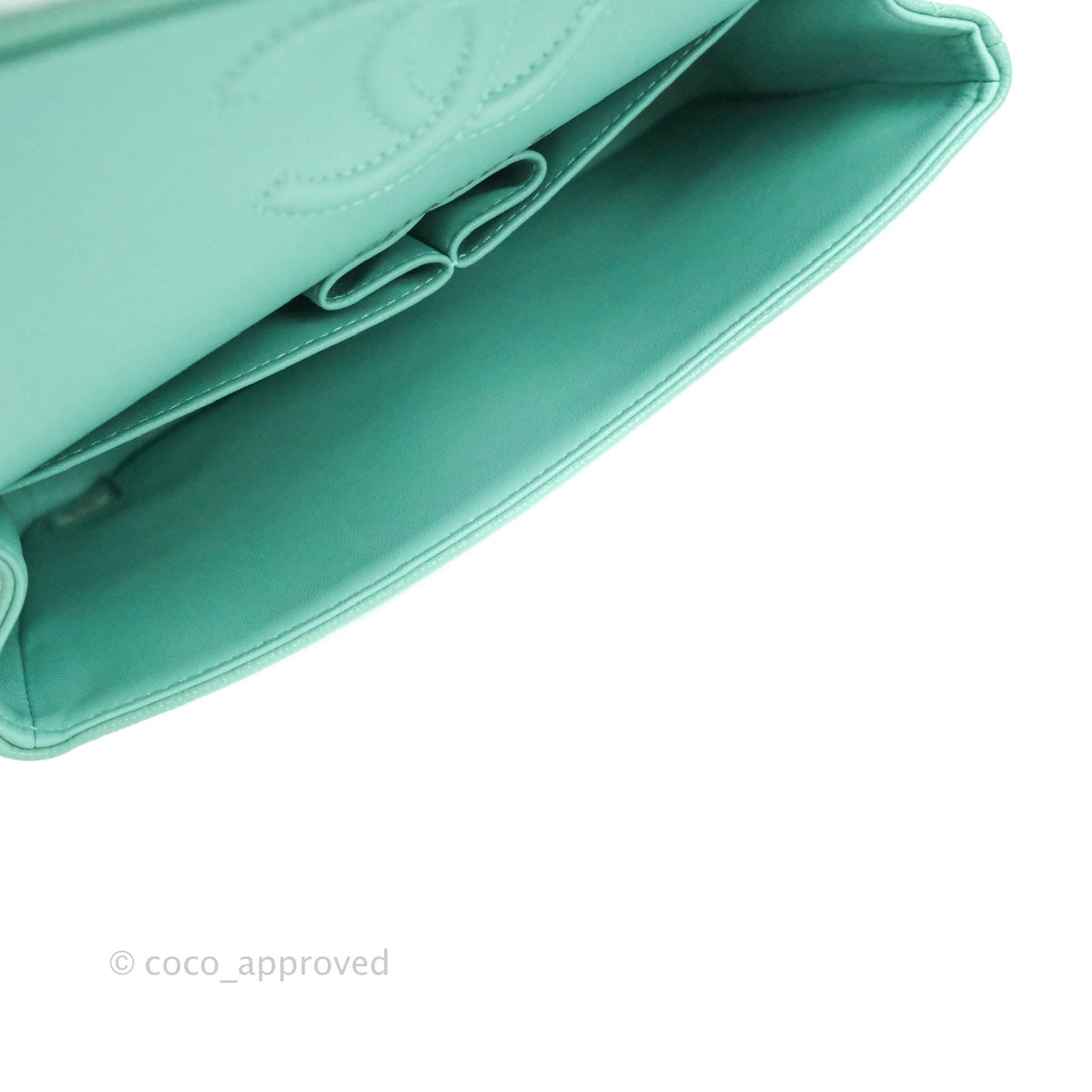 Chanel Classic Small S/M Flap Tiffany Blue Mint Caviar Gold Hardware 21S