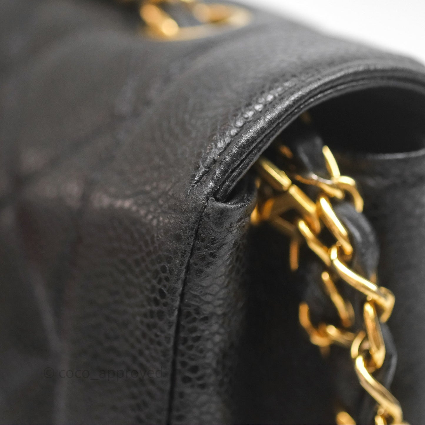 Chanel Small Vintage Quilted Classic Diana Flap Bag Black Caviar 24K Gold Hardware