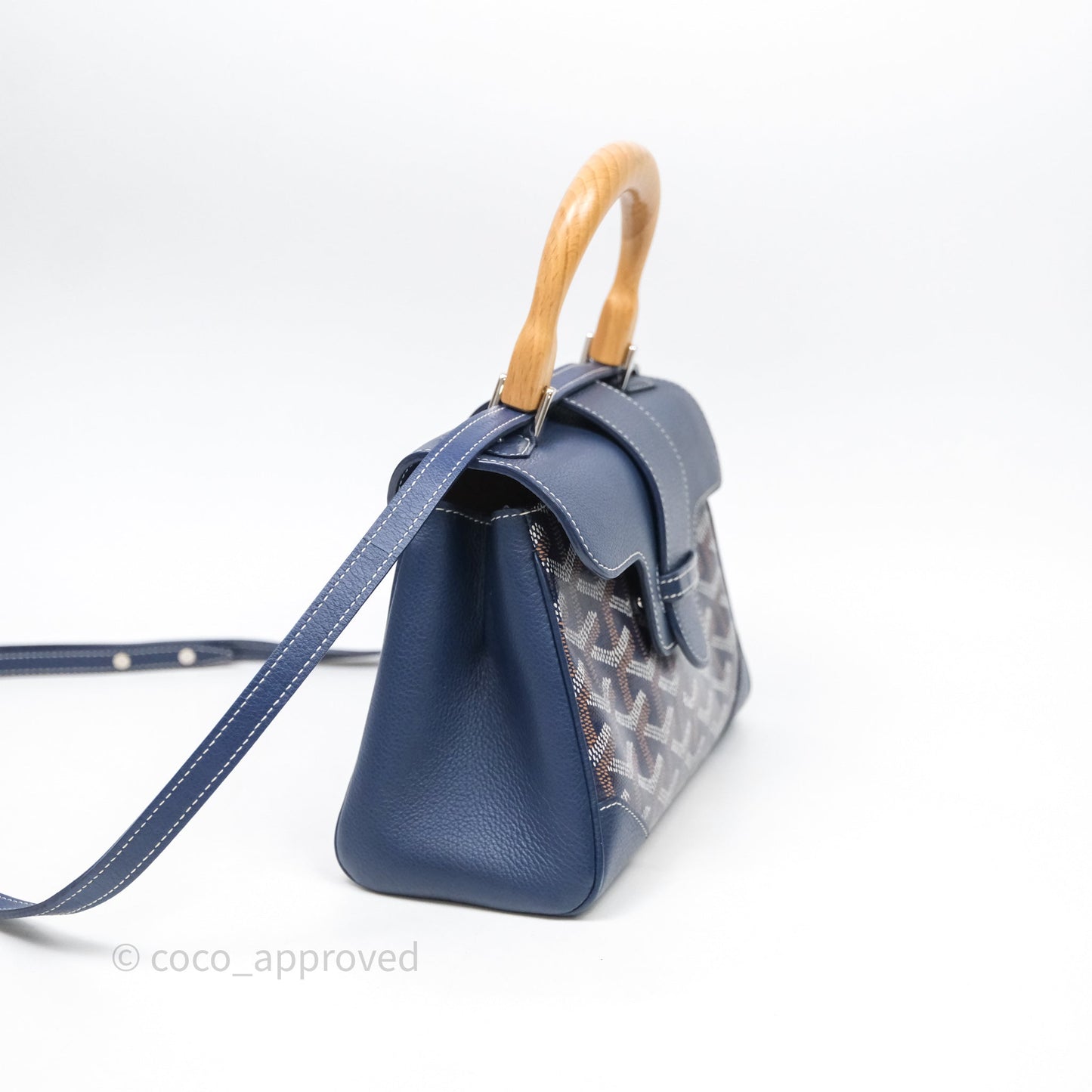 Goyard Saïgon Mini Bag Chevroches Calfskin Navy Silver Hardware