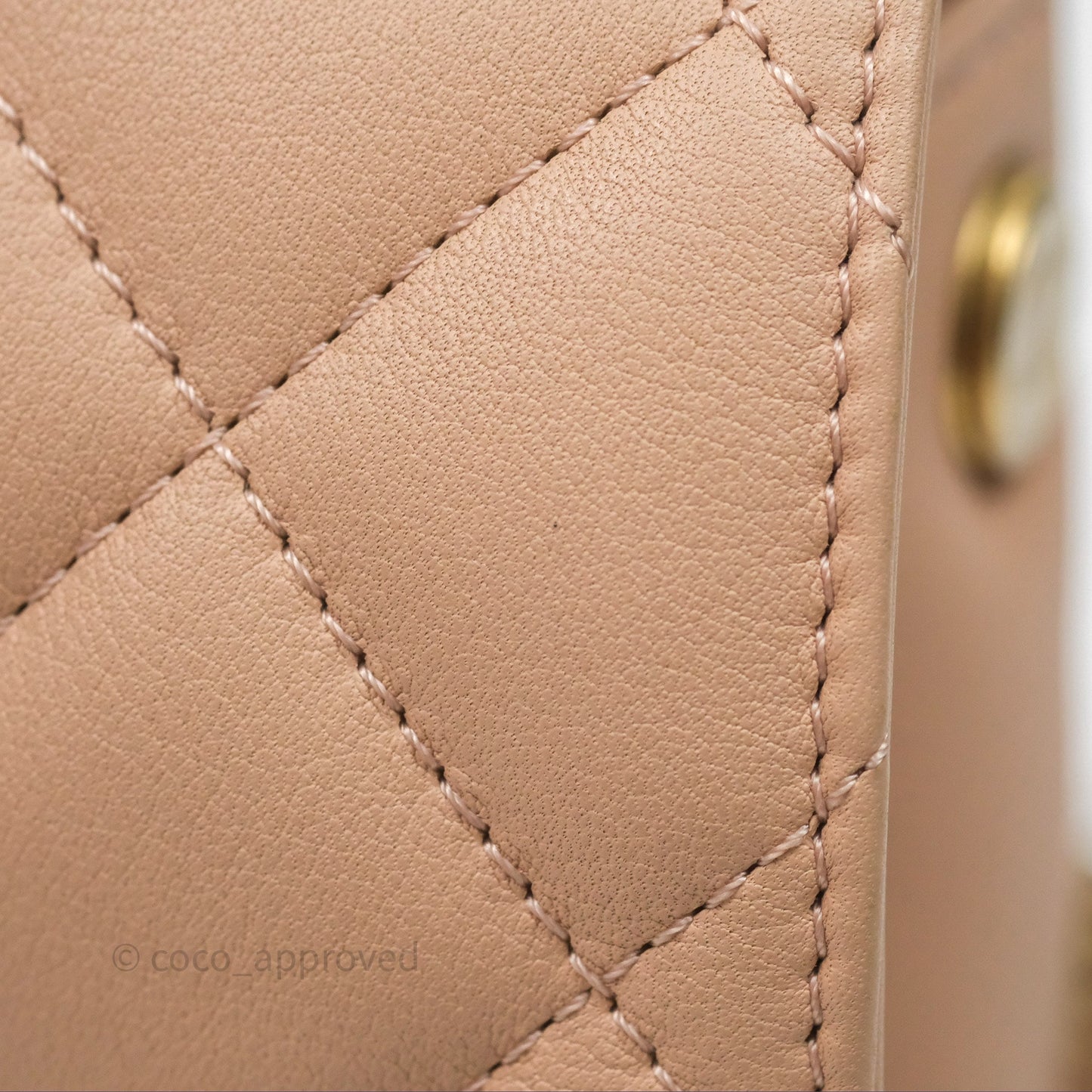 Chanel Messenger Bag Beige Pink Calfskin Aged Gold Hardware