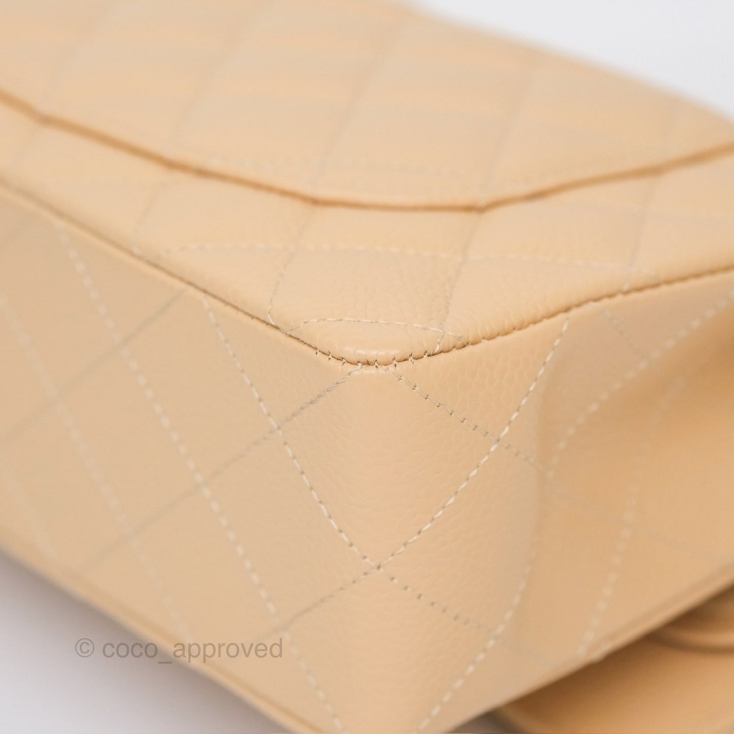 Chanel Small S/M Classic Flap Quilted Beige Caviar Gold Hardware