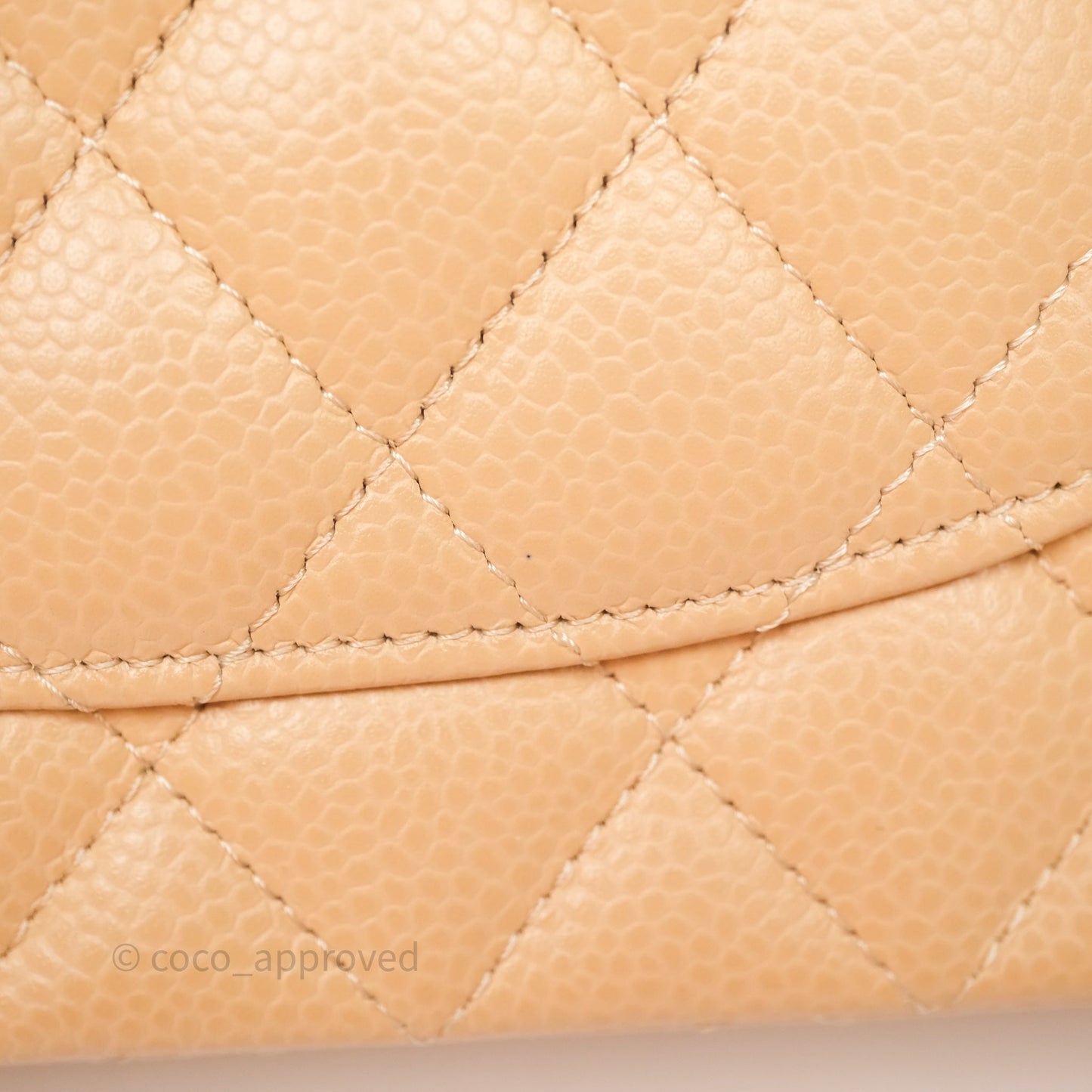 Chanel Classic M/L Medium Flap Quilted Beige Caviar Silver Hardware