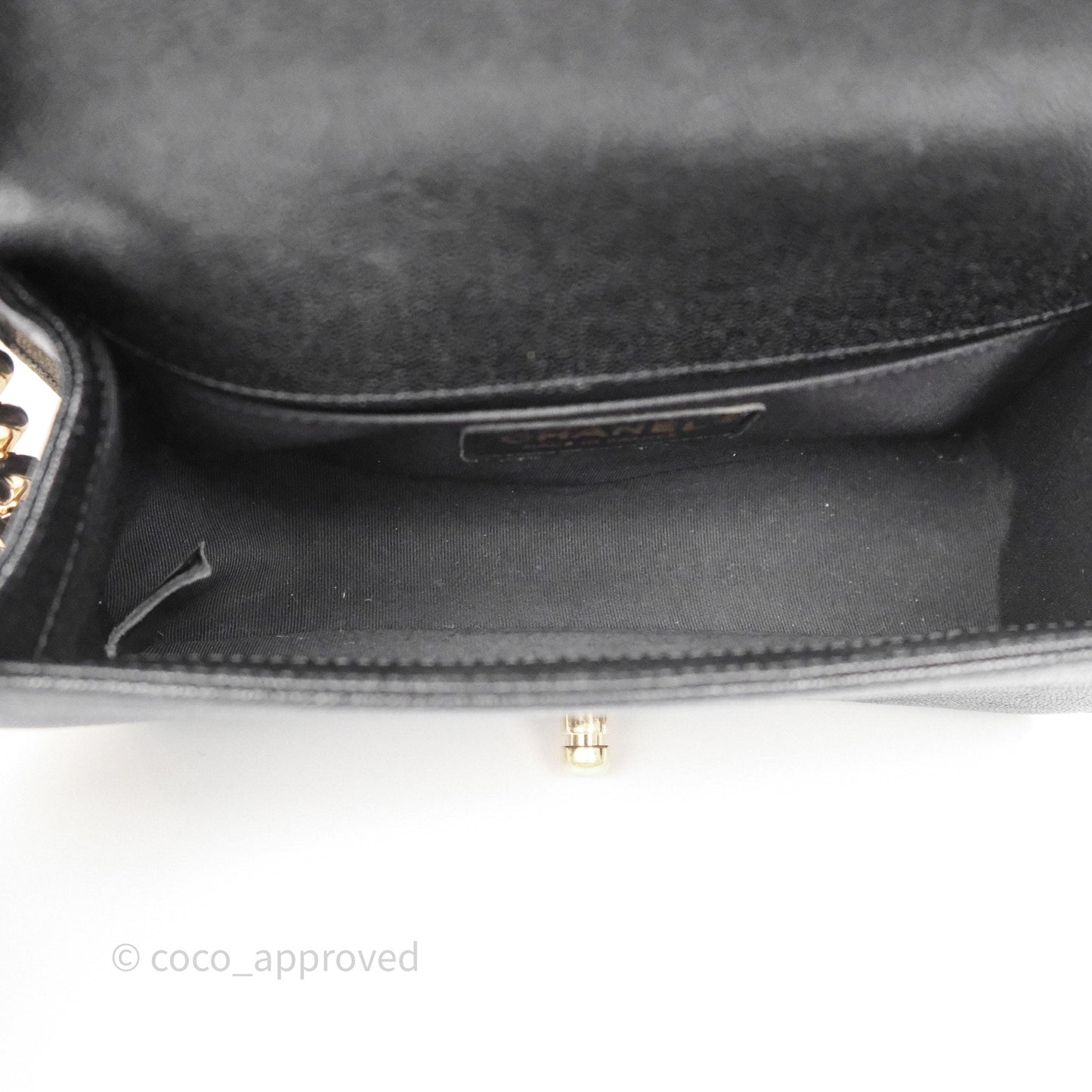 Chanel Small Boy Chevron Black Caviar Gold Hardware