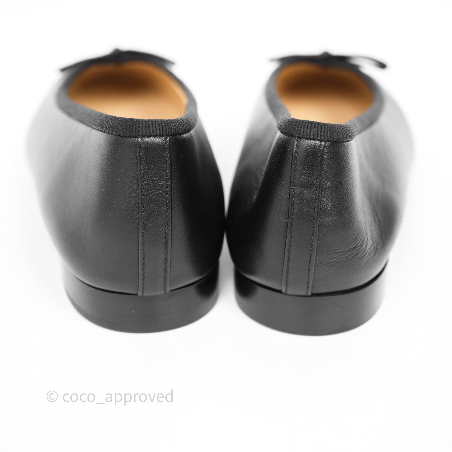 Chanel Calfskin Black Patent Cap-Toe Ballet Flats Size 37