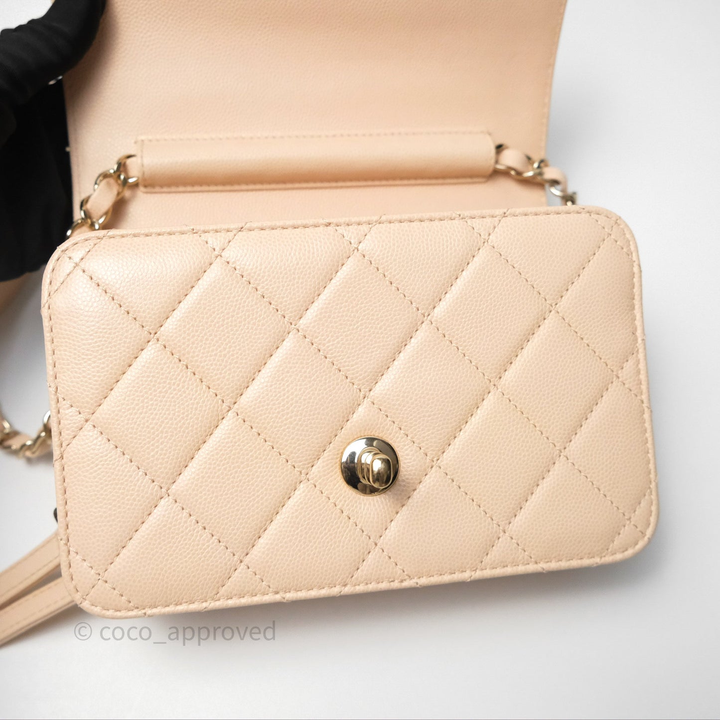 Chanel Quilted Small Like The Wallet Flap Light Beige Pink Caviar Light Gold Hardware 22C