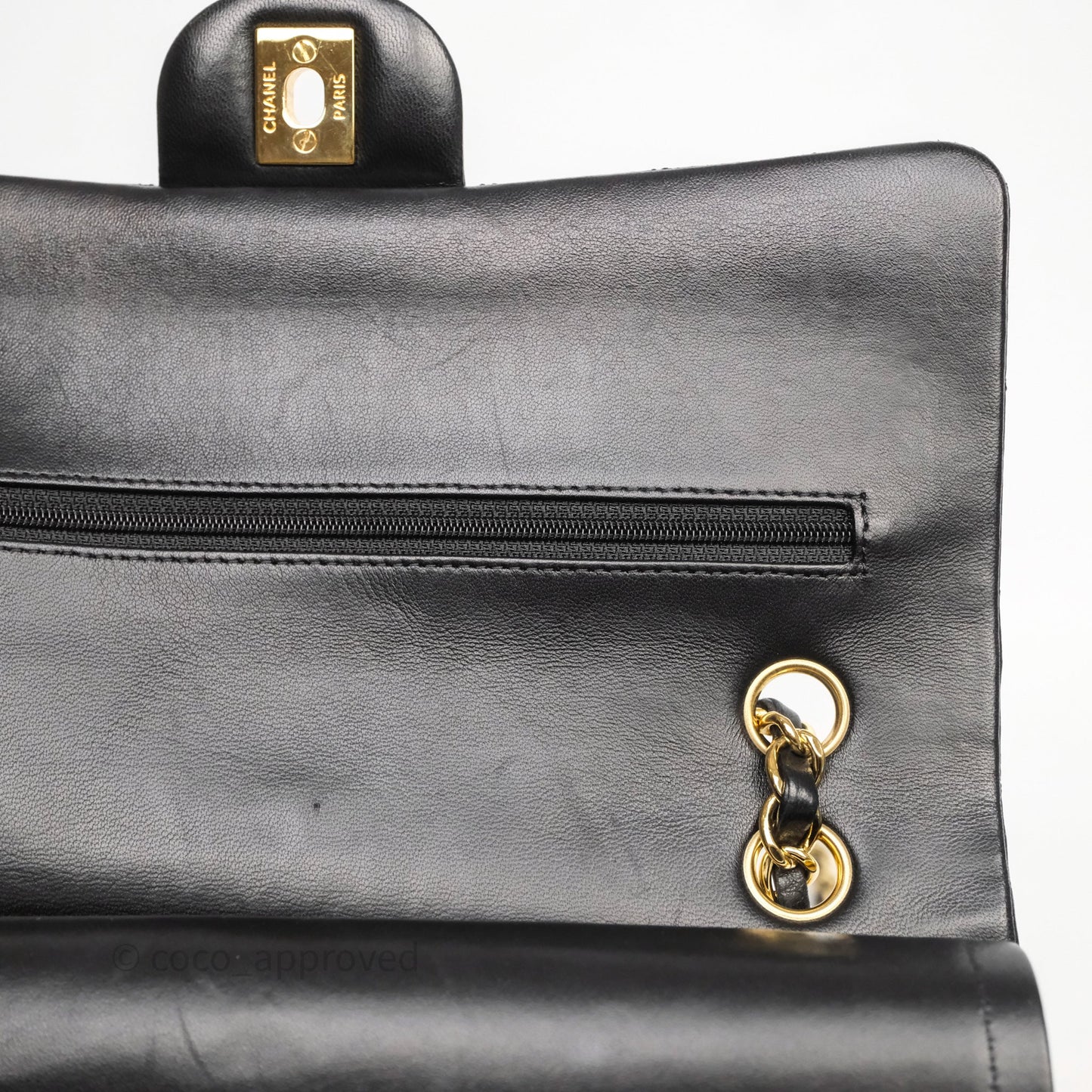 Chanel Classic M/L Medium Flap Quilted Black Lambskin Gold Hardware