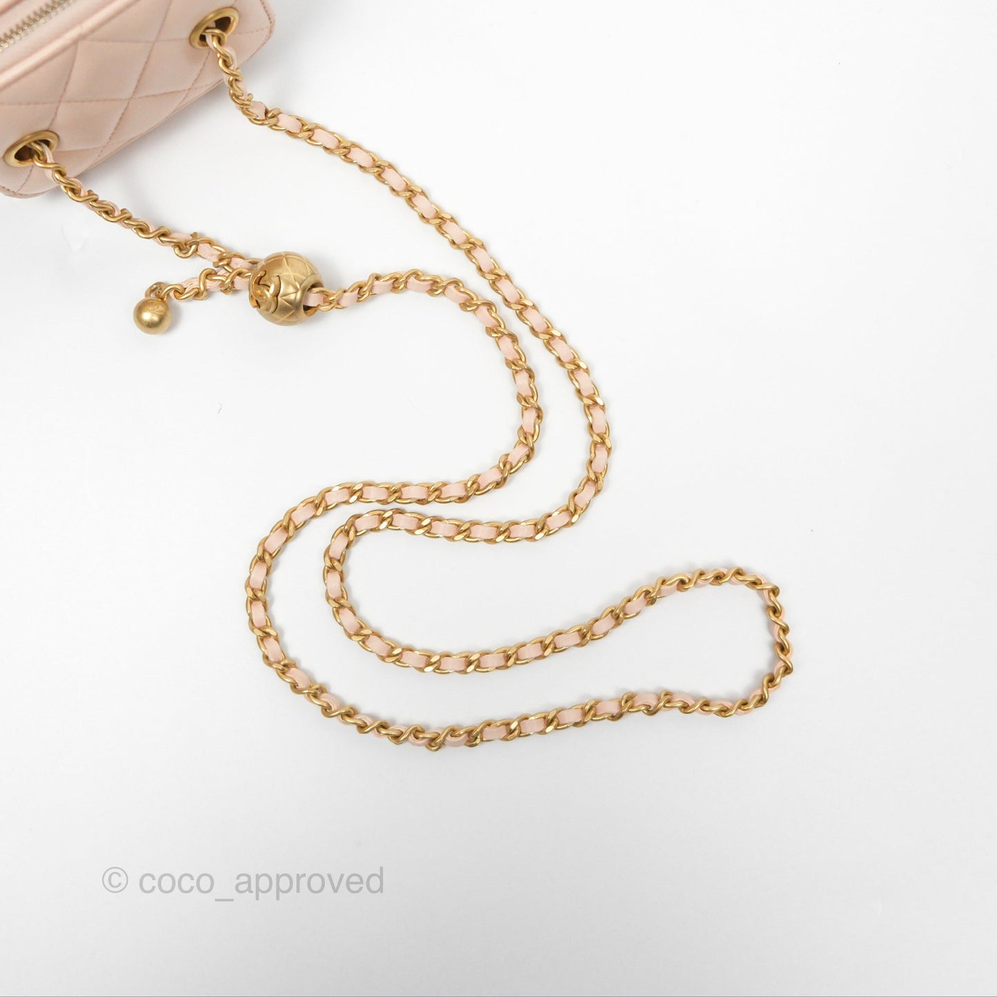 Chanel Classic Mini Pearl Crush Vanity With Chain Light Pink Lambskin Aged Gold Hardware