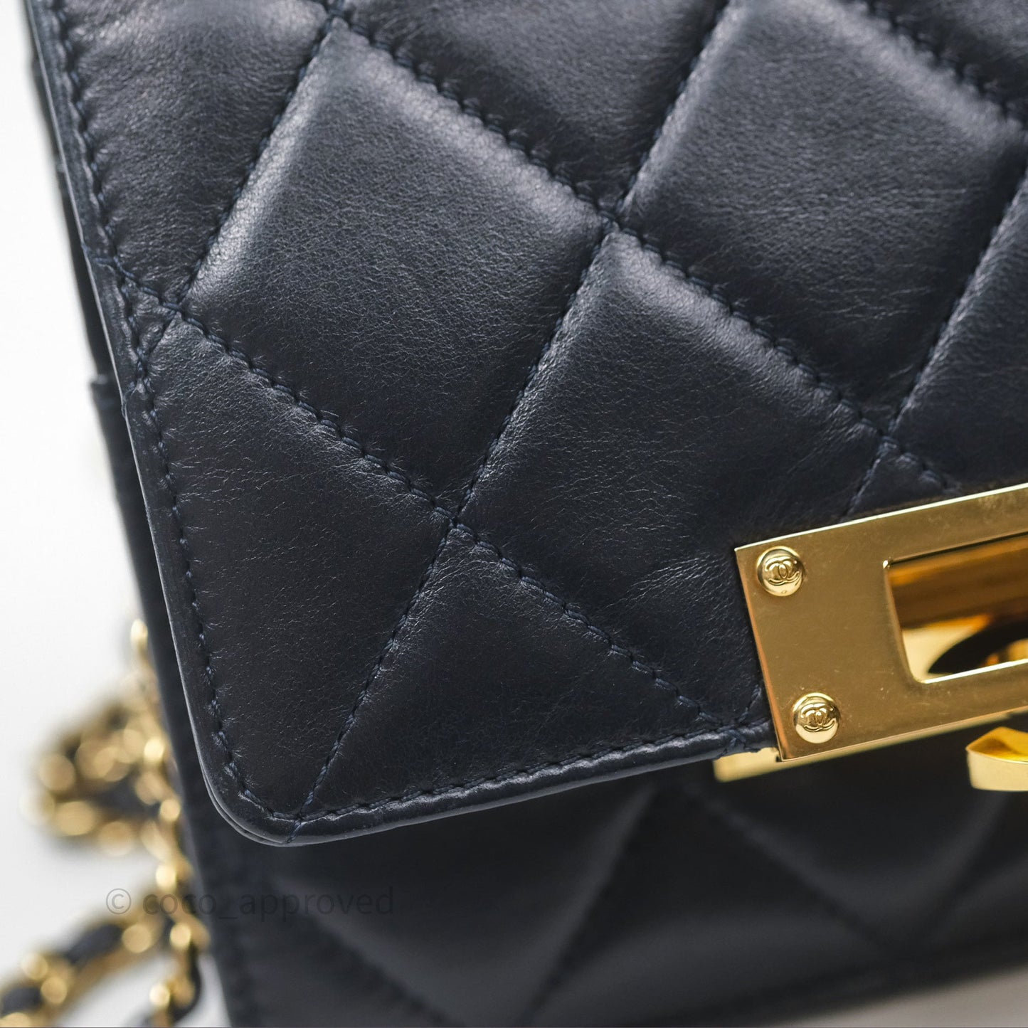 Chanel Golden Class Wallet on Chain WOC Navy Lambskin Gold Hardware
