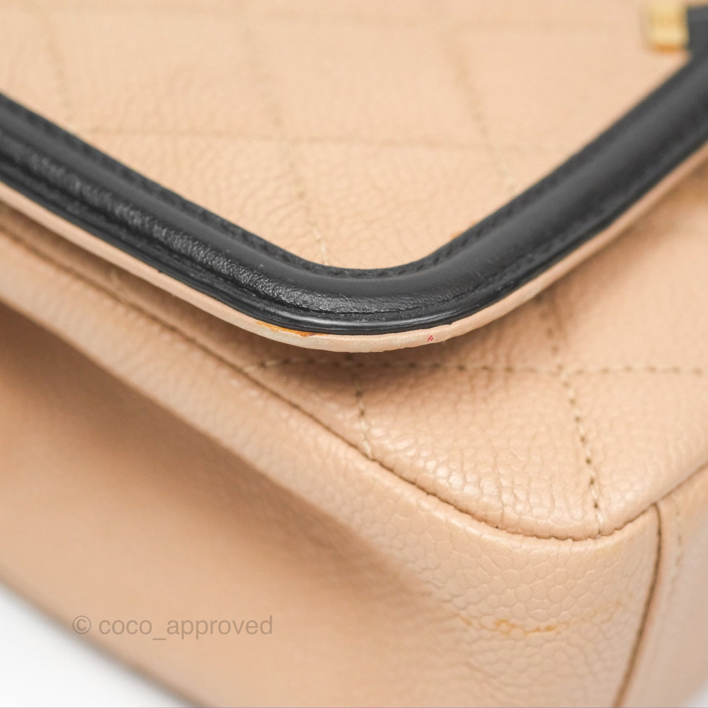 Chanel Small CC Filigree Flap Quilted Beige Black Caviar
