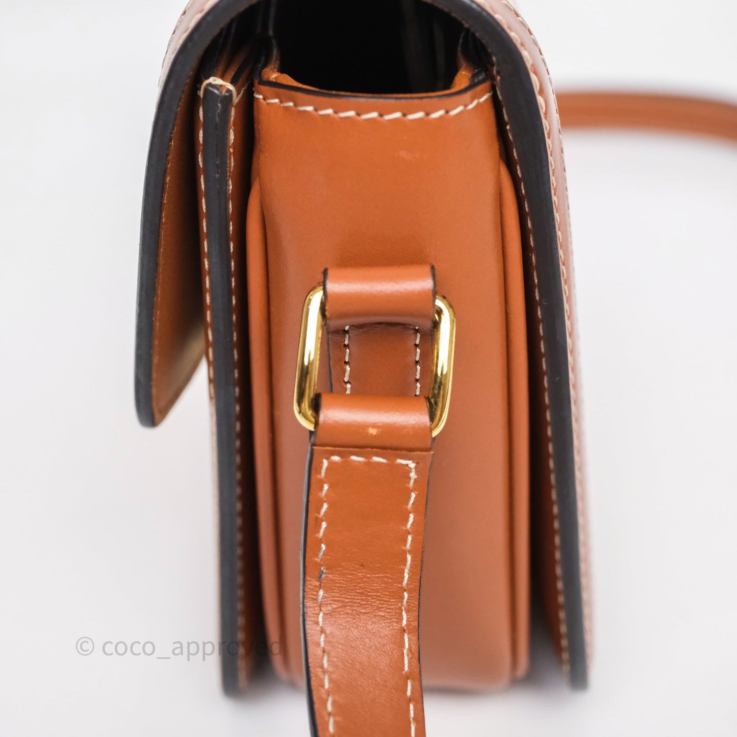Celine Teen Triomphe Bag Triomphe Canvas Tan Calfskin
