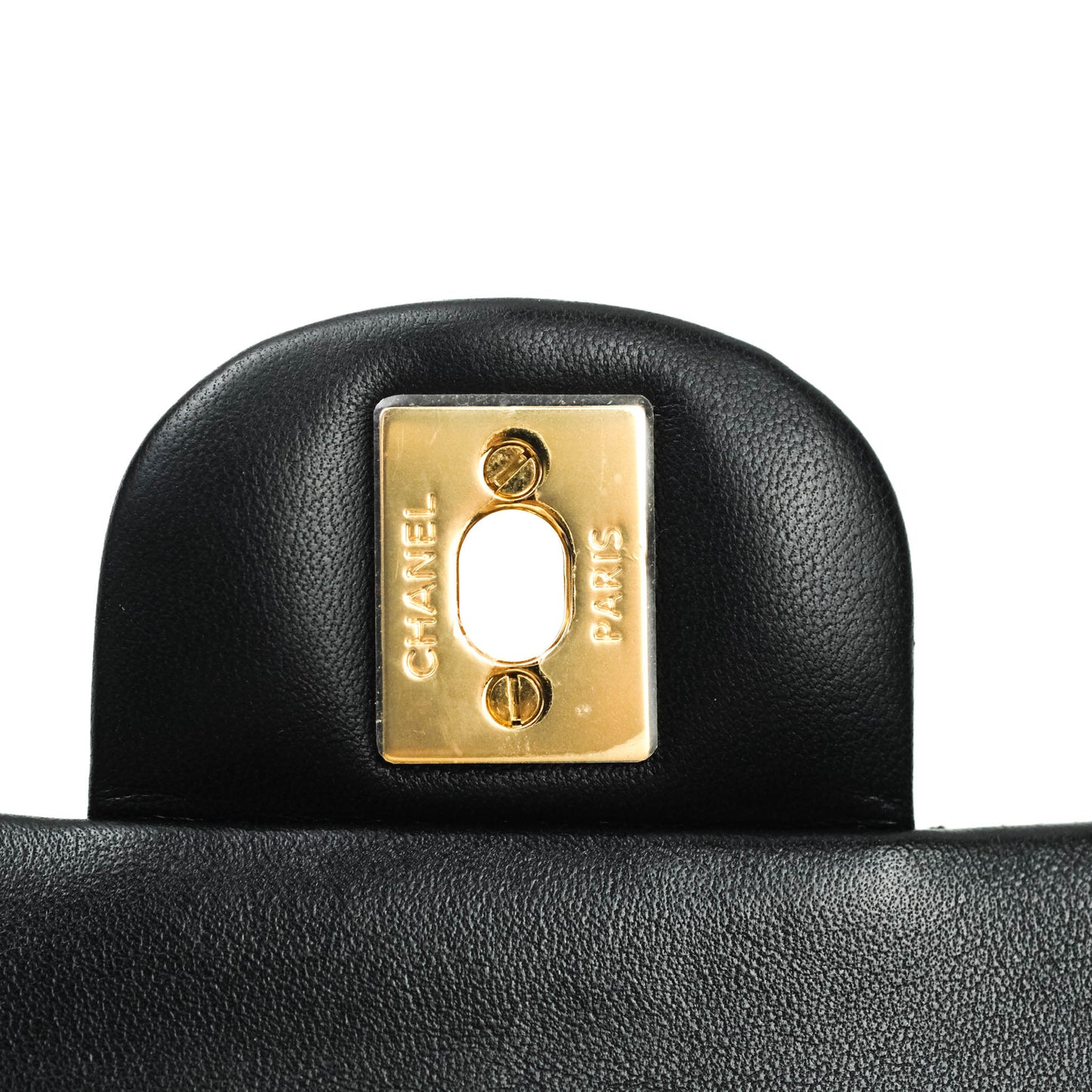Chanel Classic M/L Medium Double Flap Black Lambskin Gold Hardware