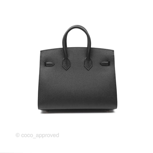 Hermes Birkin 25 Sellier Black Noir 89 Epsom Palladium Hardware
