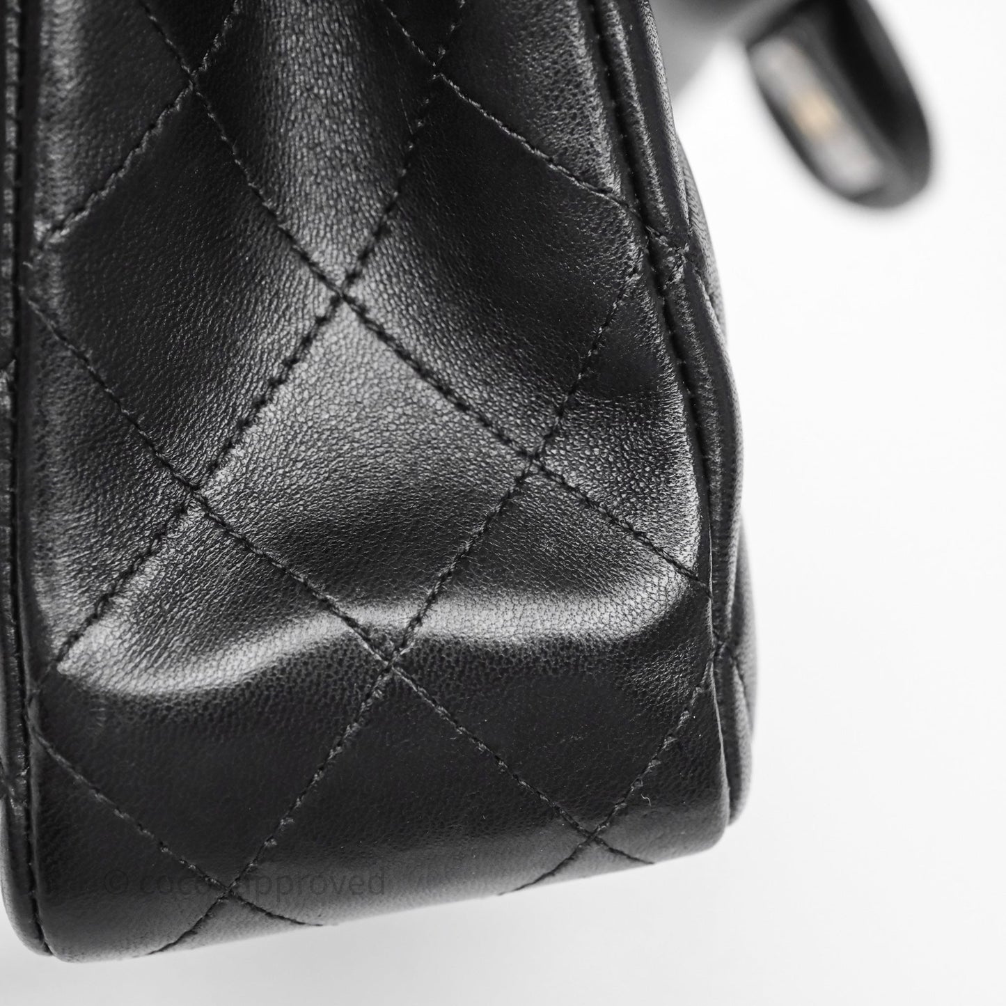 Chanel Classic M/L Medium Flap Quilted Black Lambskin Silver Hardware