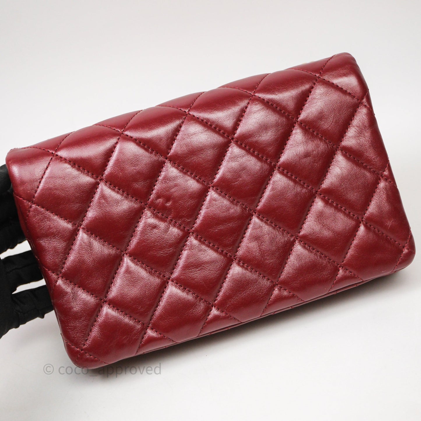 Chanel Small All Slide Adjustable Chain Flap Bag Burgundy Lambskin Aged Gold Hardware