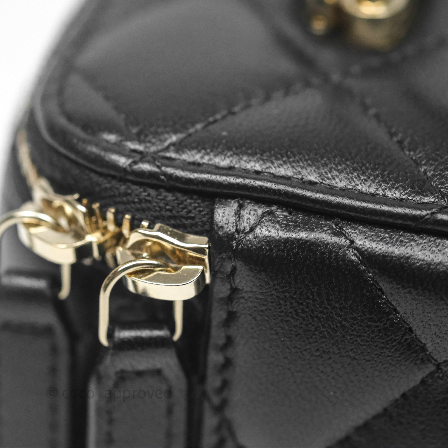 Chanel Vanity Rectangular Top Handle Black Lambskin Gold Hardware