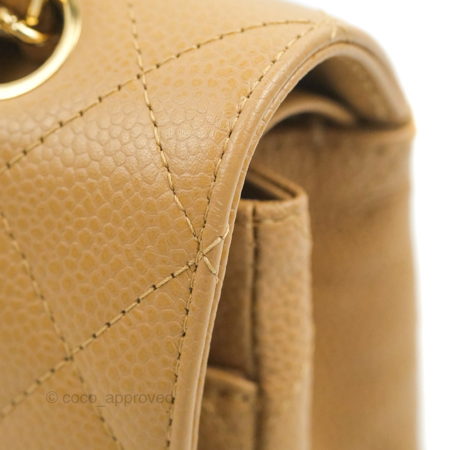 Chanel Quilted M/L Medium Flap Vintage Dark Beige Caviar 24K Gold Hardware