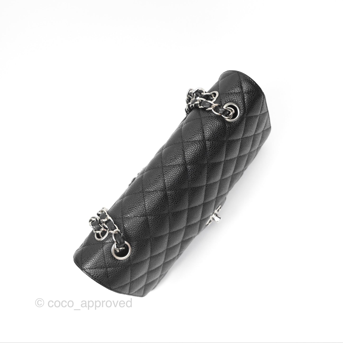 Chanel Classic M/L Medium Flap Quilted Black Caviar Silver Hardware