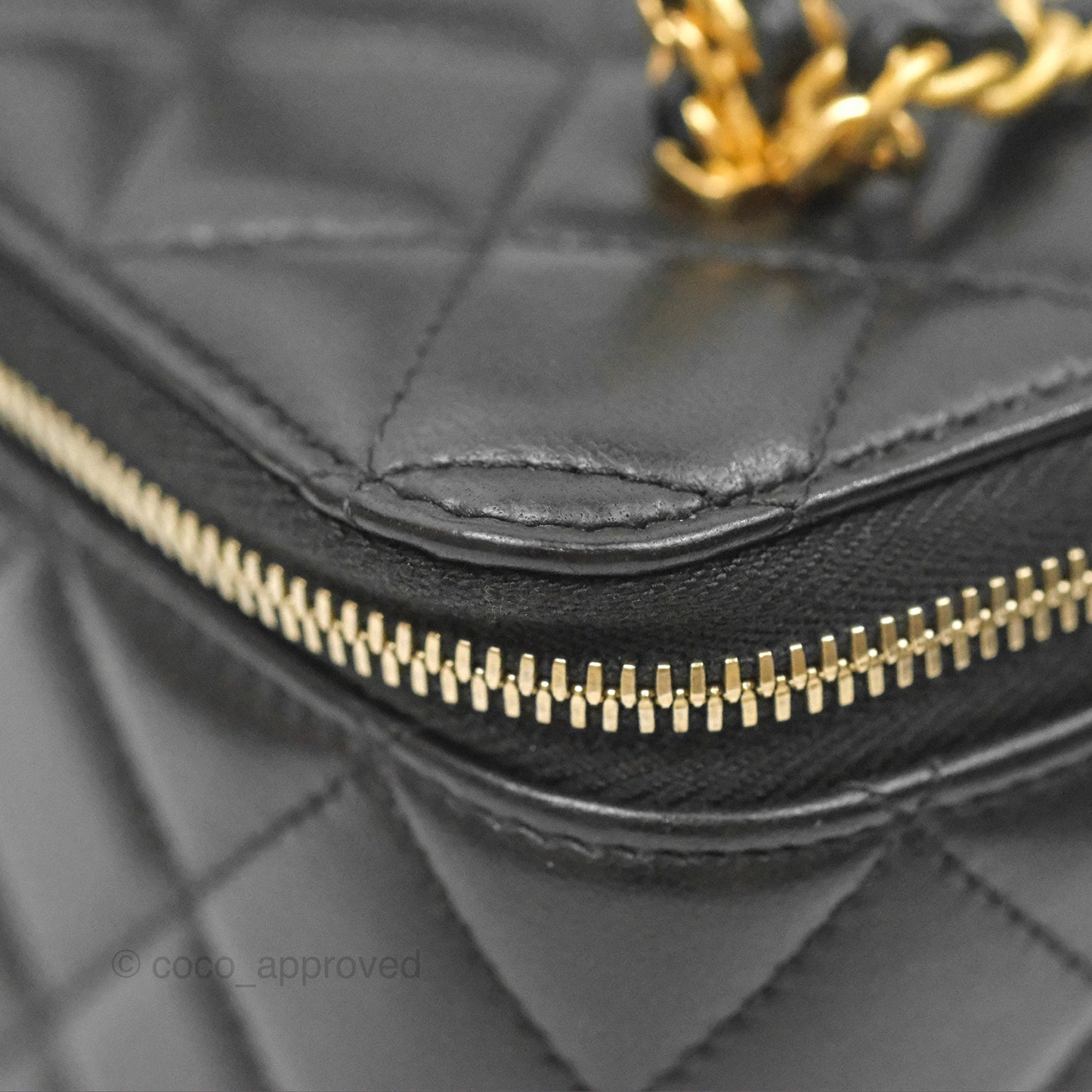 Chanel Vanity Rectangular with Top Handle Black Lambskin Aged Gold Hardware