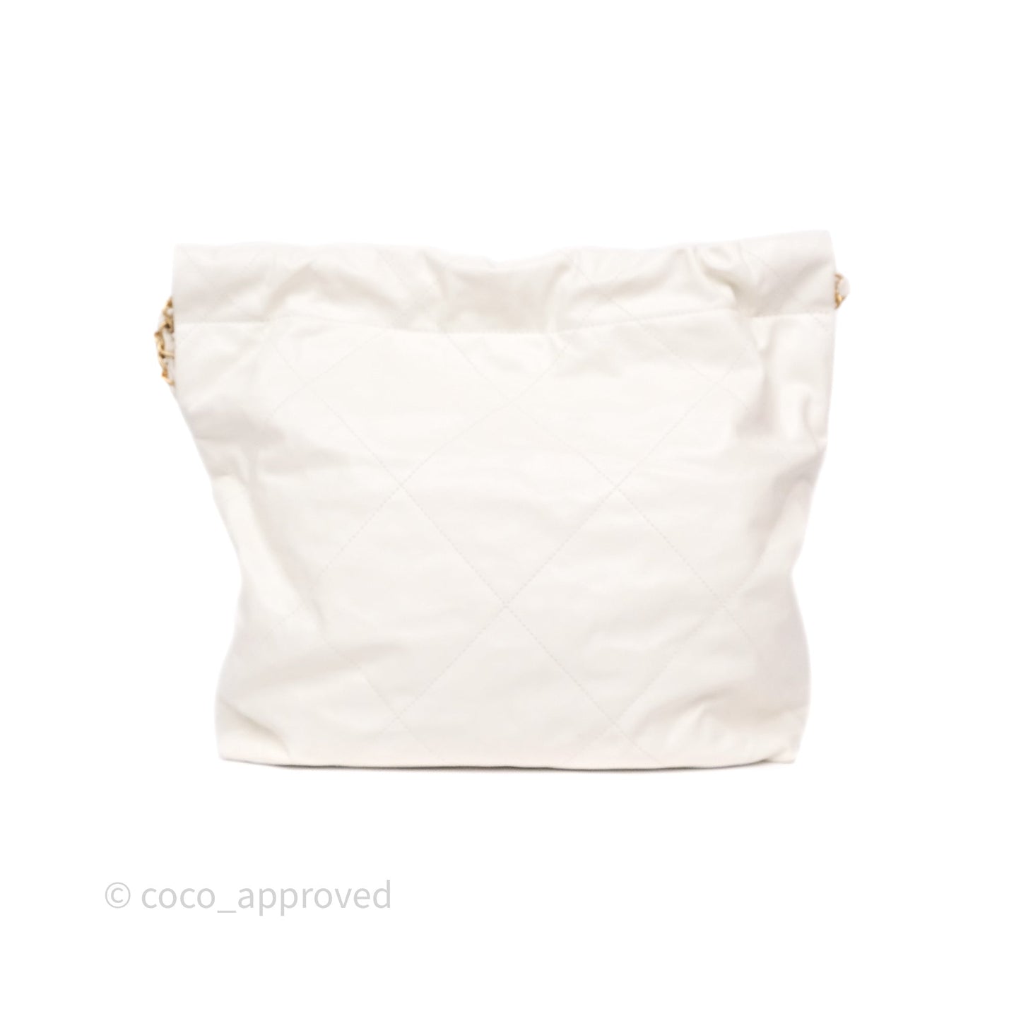 Chanel 22 Small White Aged Calfskin Black Logo Aged Gold Hardware