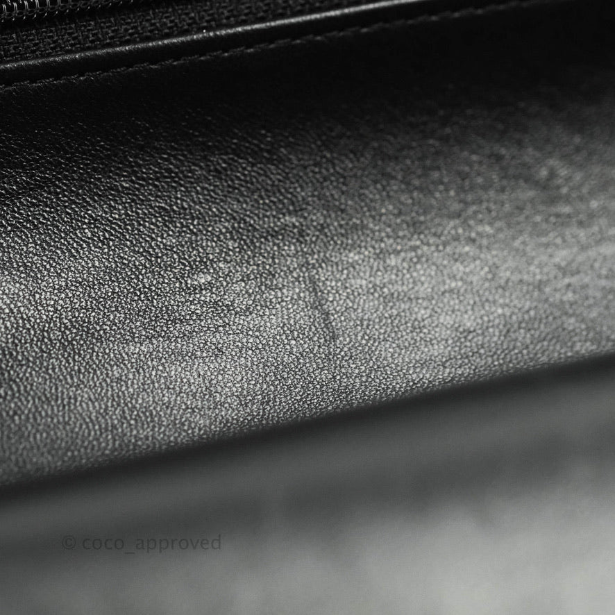 Chanel Classic M/L Medium Double Flap Black Lambskin Silver Hardware