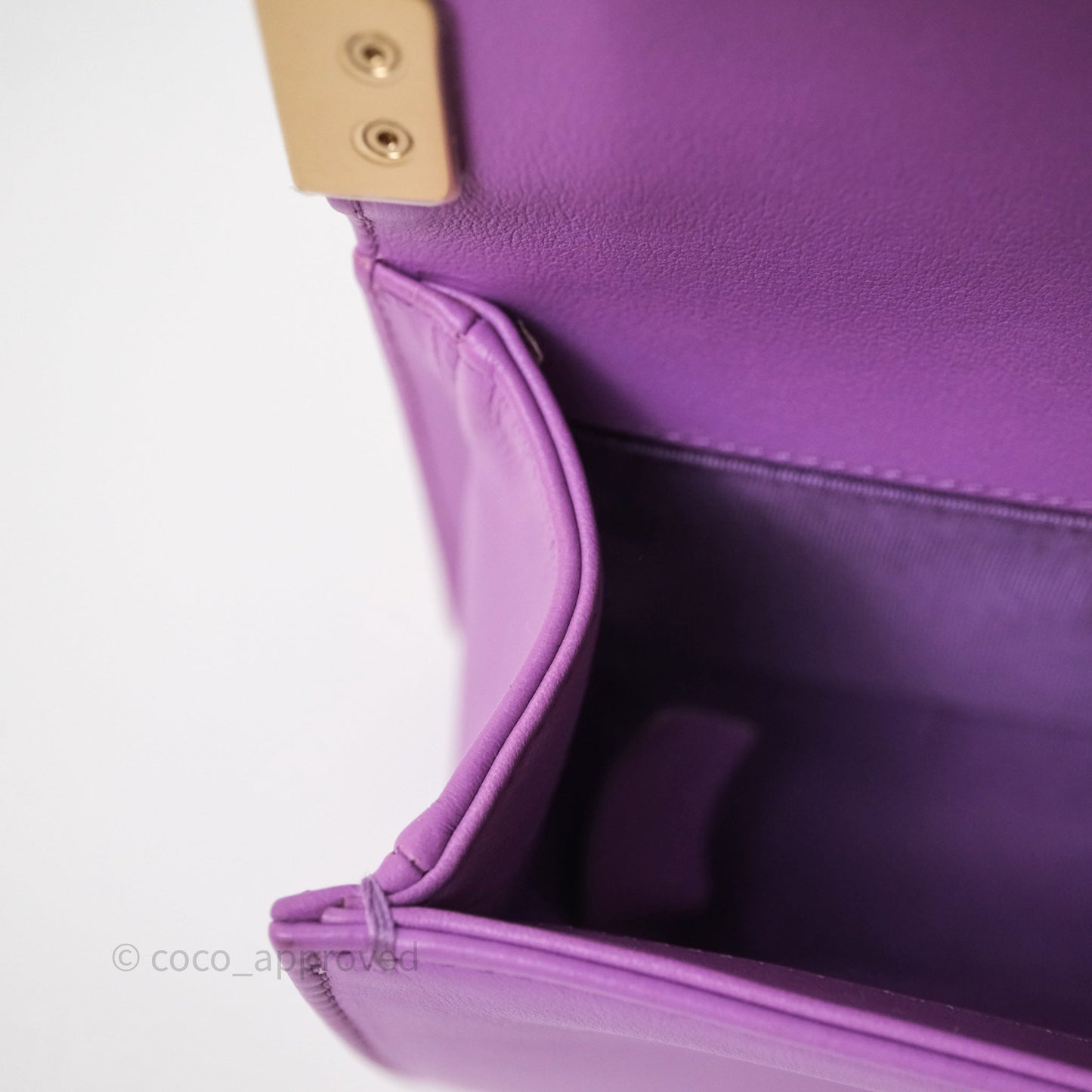 Chanel Chevron Small Boy Purple Calfskin Gold Hardware