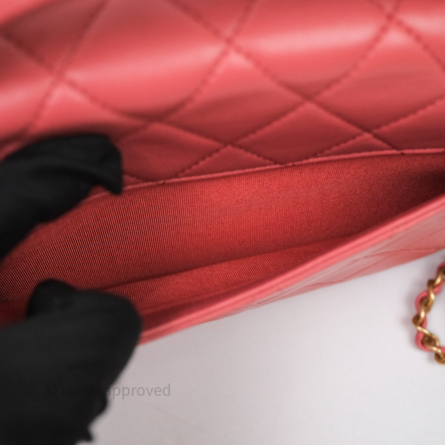 Chanel Quilted Chain Infinity Handle Bag Pink Lambskin Aged Gold Hardware