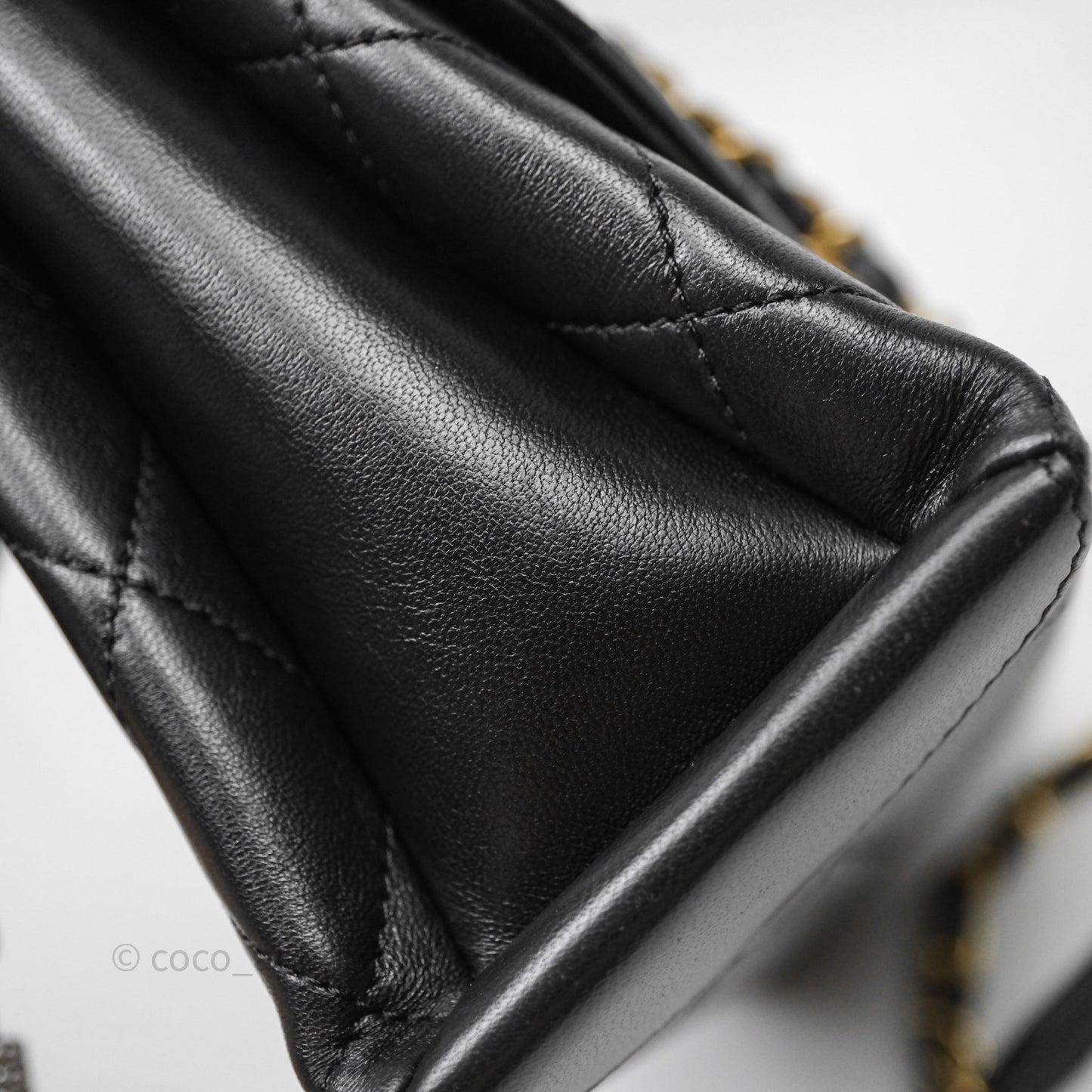 Chanel Trendy Spirit Top Handle Black Flap Bag Calfskin Gold Hardware