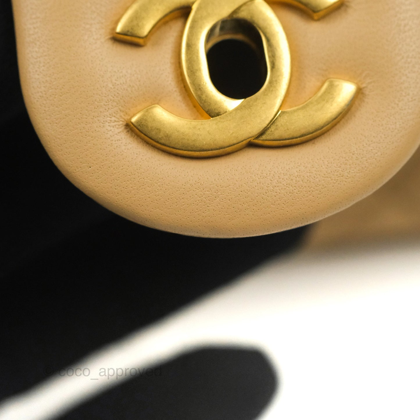 Chanel Mini Rectangular Pearl Crush Beige Lambskin Aged Gold Hardware