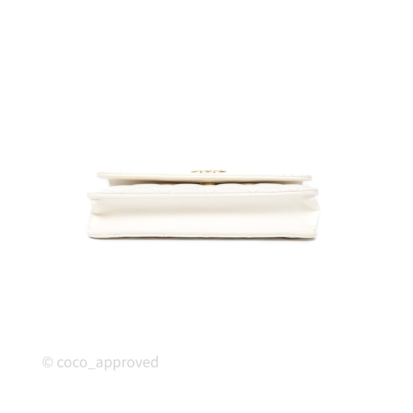 Chanel Dynasty Phone Holder with Chain White Ivory Lambskin Aged Gold Hardware