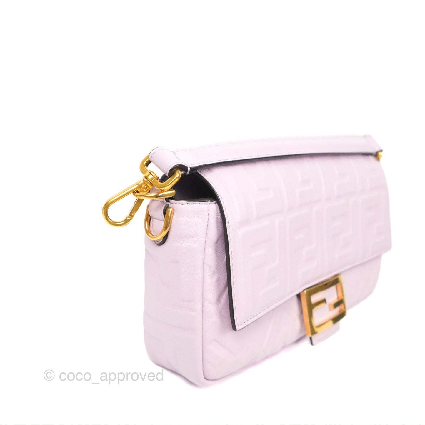 Fendi Medium Baguette Bag Lilac Calfskin Gold Hardware