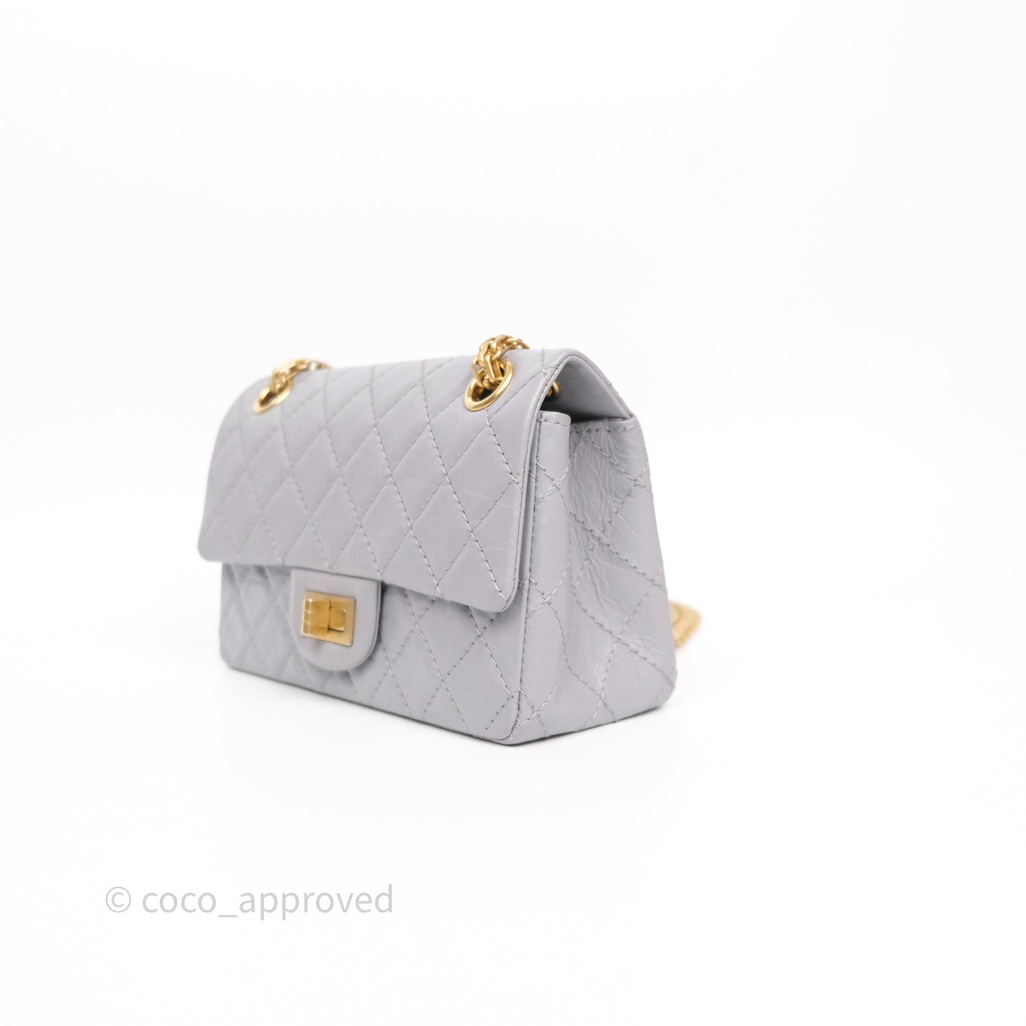 Chanel Mini Reissue 224 Grey Aged Calfskin Aged Gold Hardware