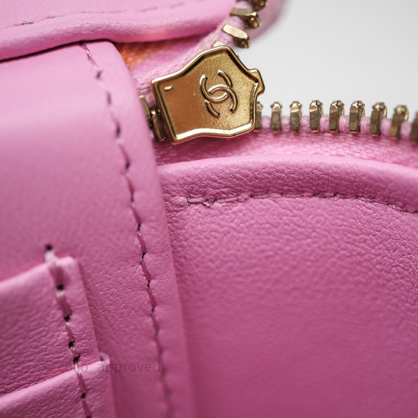 Chanel Vanity with Heart Adjustable Chain Pink Caviar Aged Gold Hardware