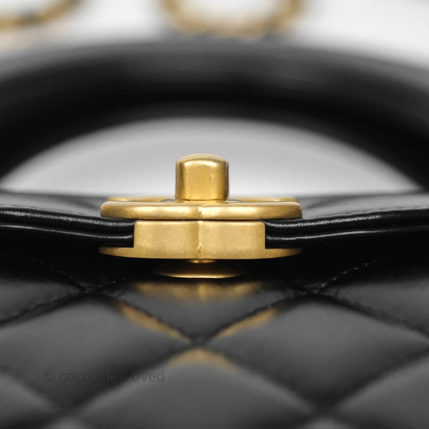 Chanel Kelly Bag Quilted Black Shiny Crumpled Calfskin Aged Gold Hardware