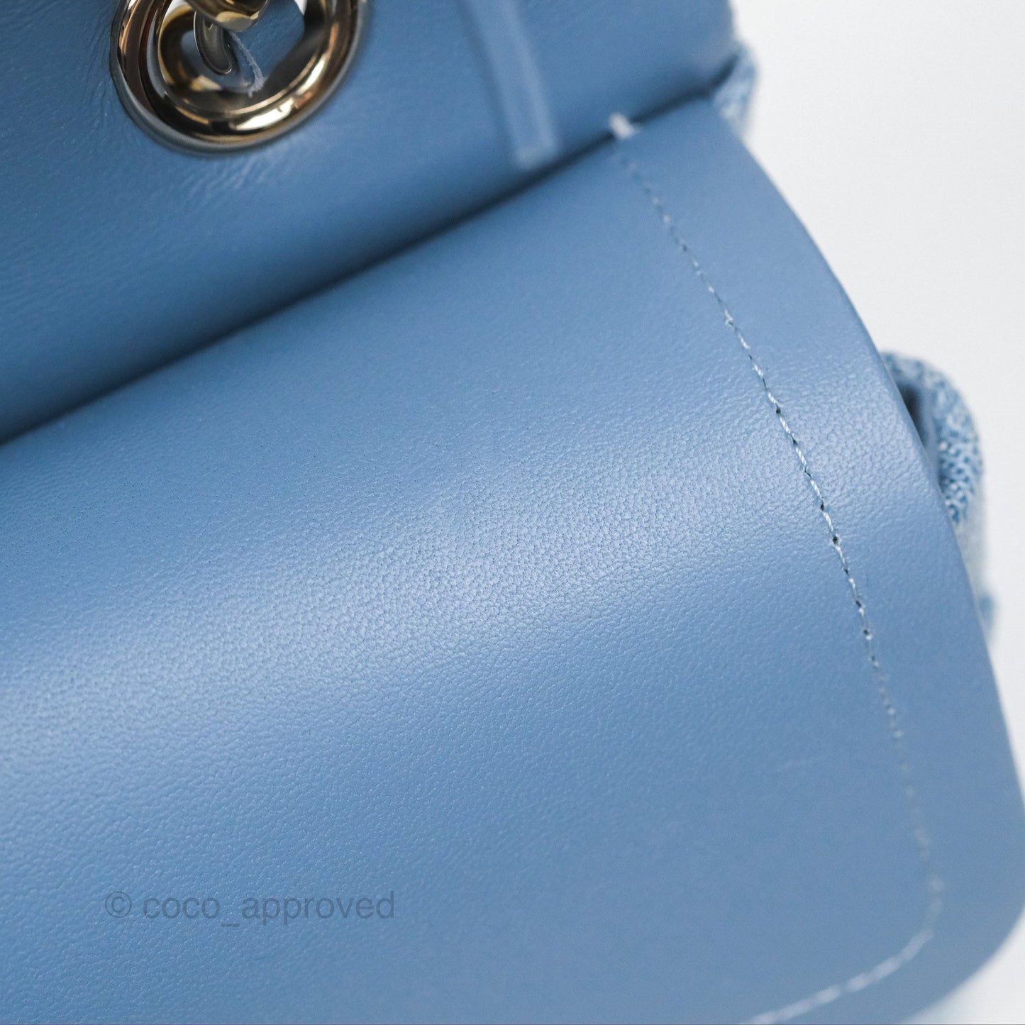 Chanel Quilted Small Double Flap Blue Printed Denim Gold Hardware