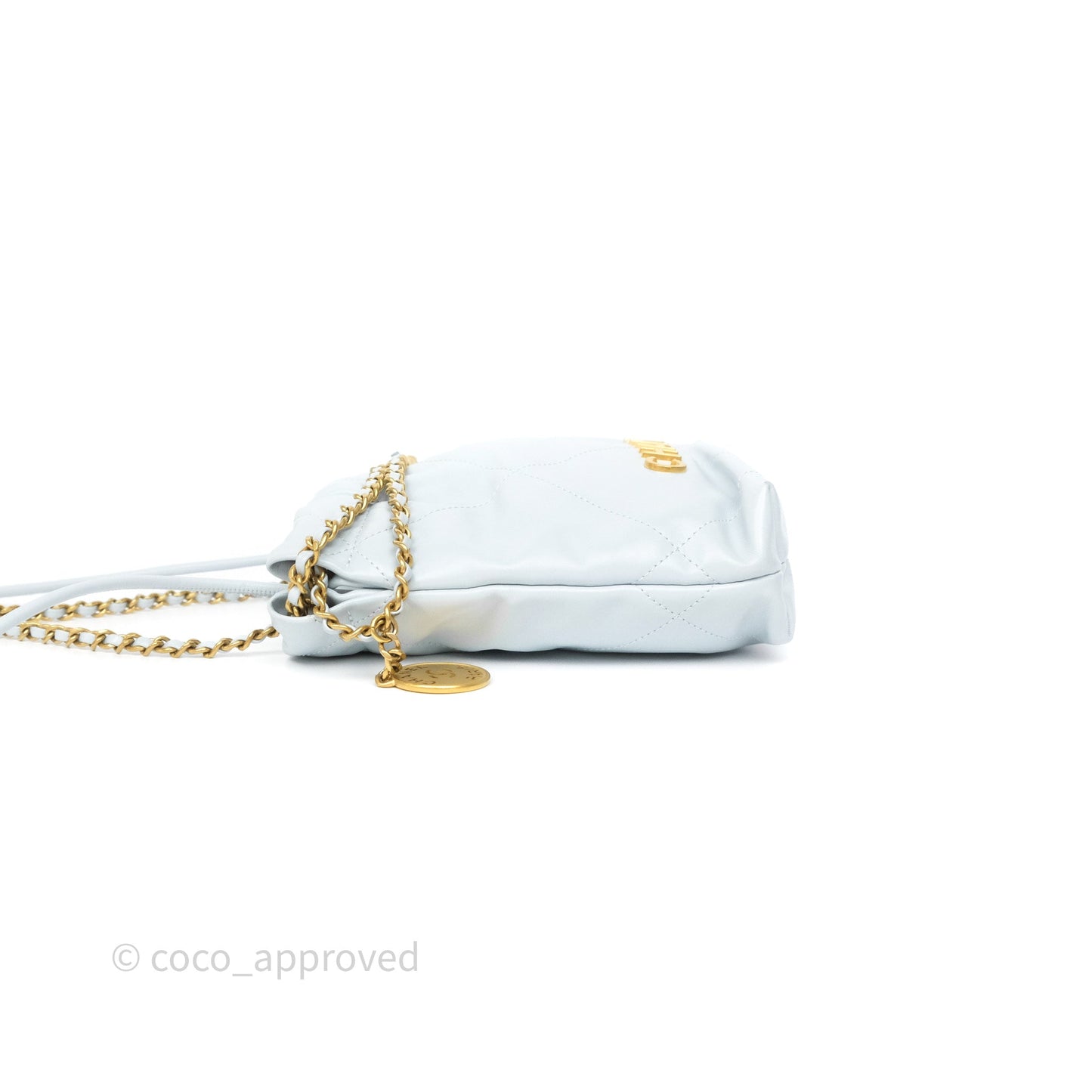 Chanel 22 Mini Bag Light Blue Shiny Crumpled Calfskin