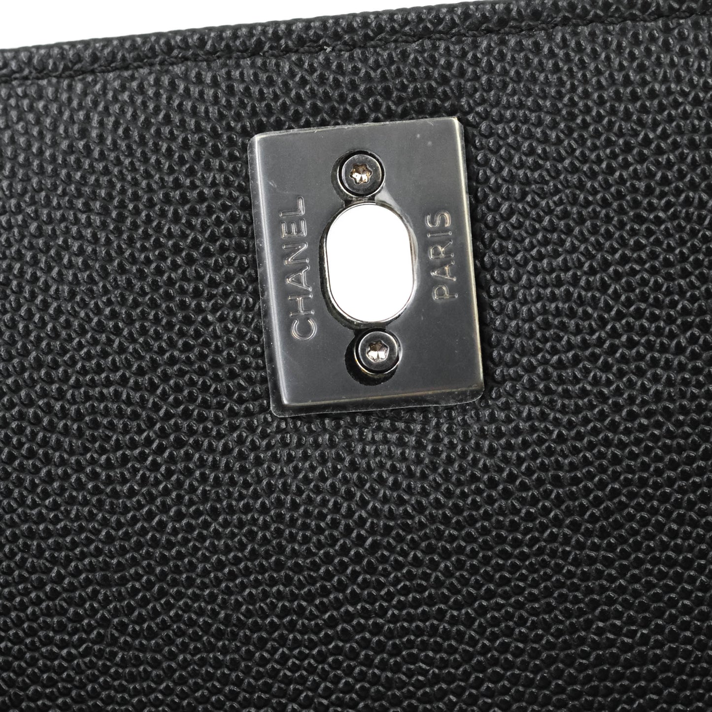 Chanel Mini (Small) Coco Handle Chevron Black Caviar Gun Metal Hardware