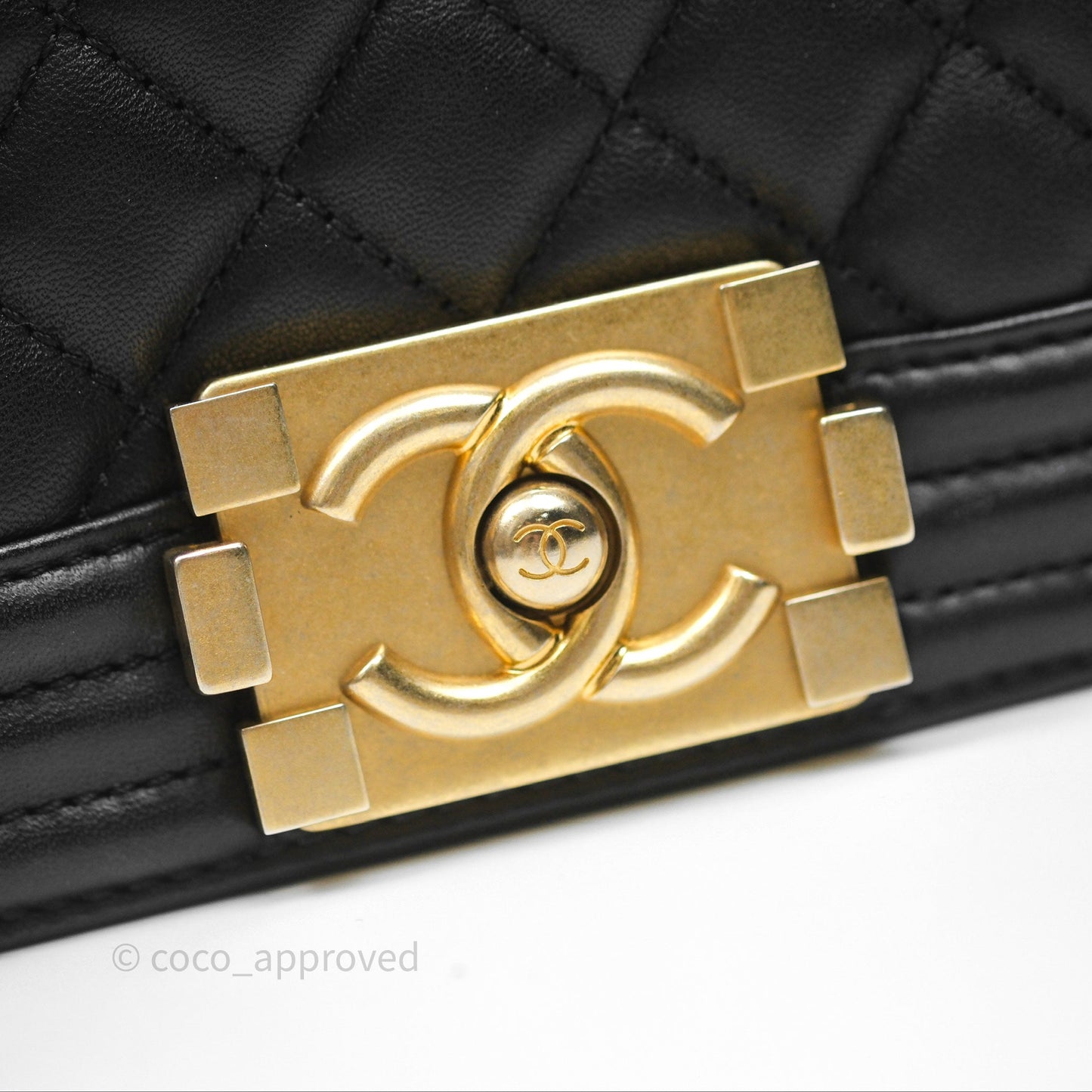 Chanel Small Boy Black Lambskin Aged Gold Hardware
