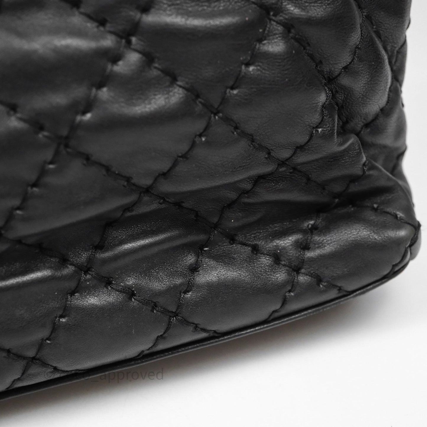 Chanel Ultimate Stitch Shopping Tote Black Calfskin Aged Silver Hardware