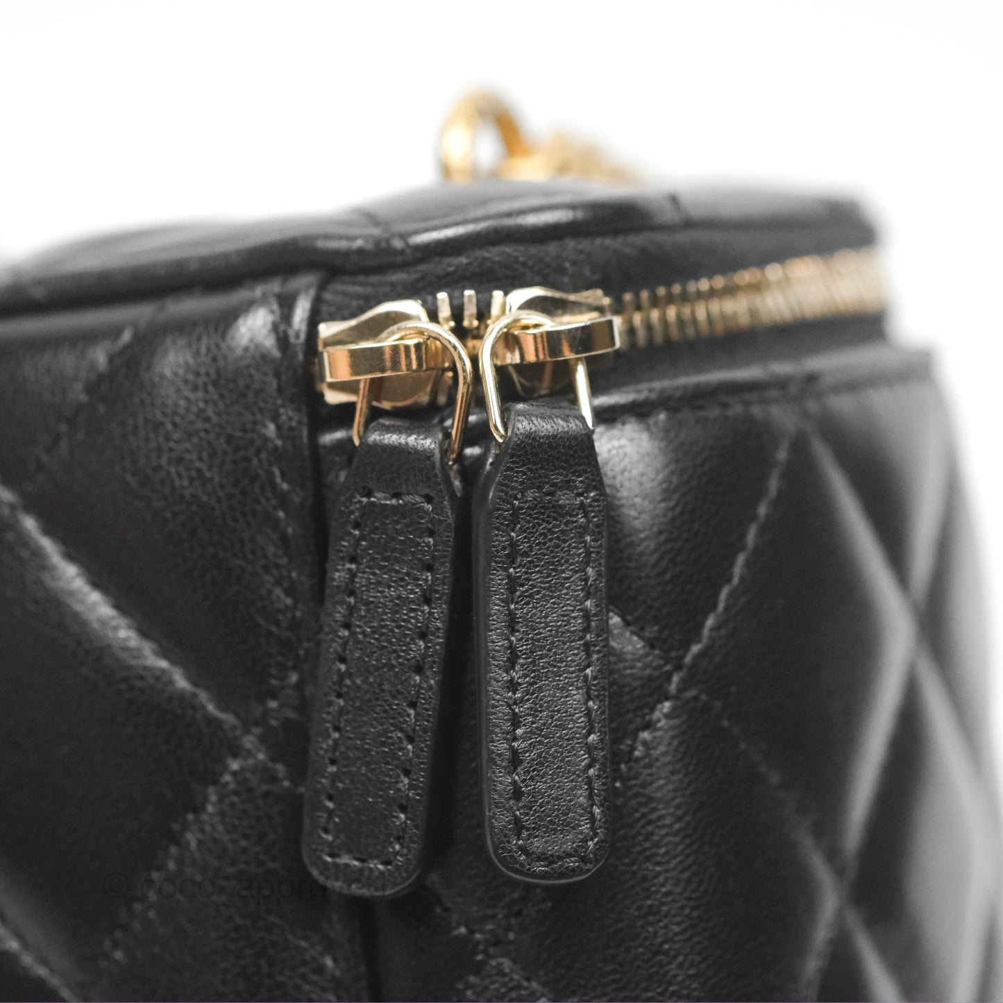 Chanel All Slide Vanity with Adjustable Chain Black Lambskin Aged Gold Hardware