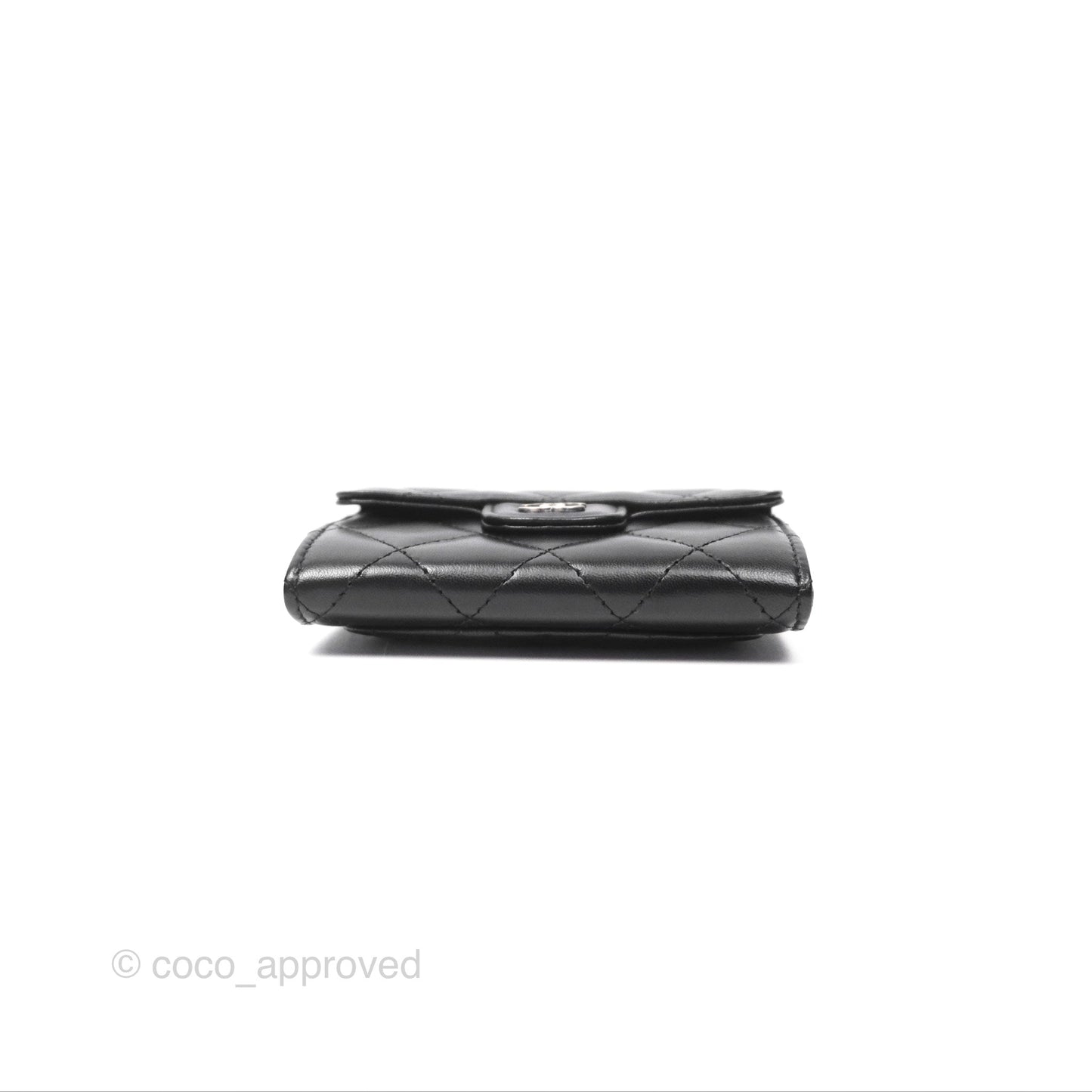 Chanel Classic Flap Coin Purse Black Lambskin Silver Hardware